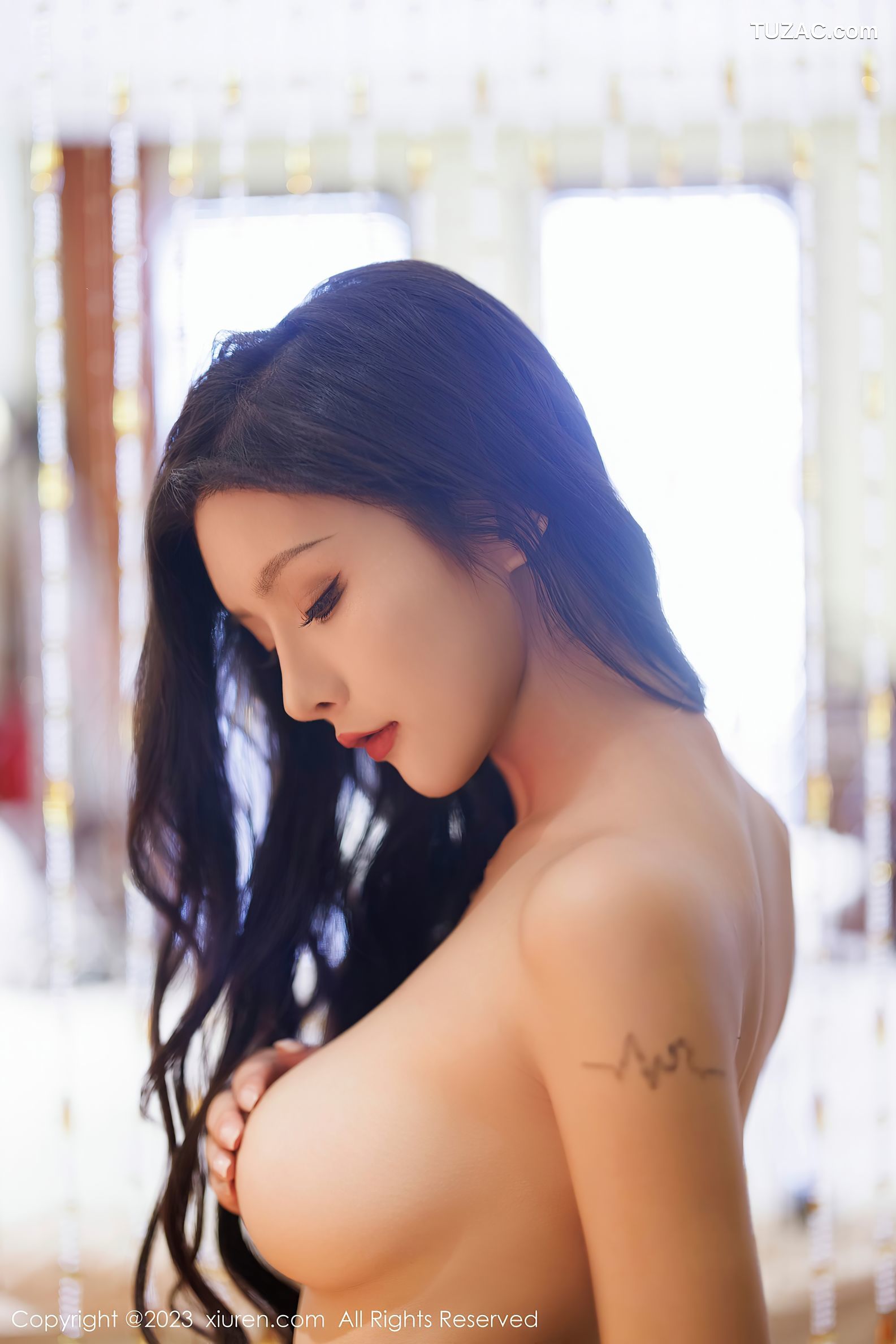 XiuRen秀人网-7800-七七kiko-蓝色旗袍黑丝-2023.12.13