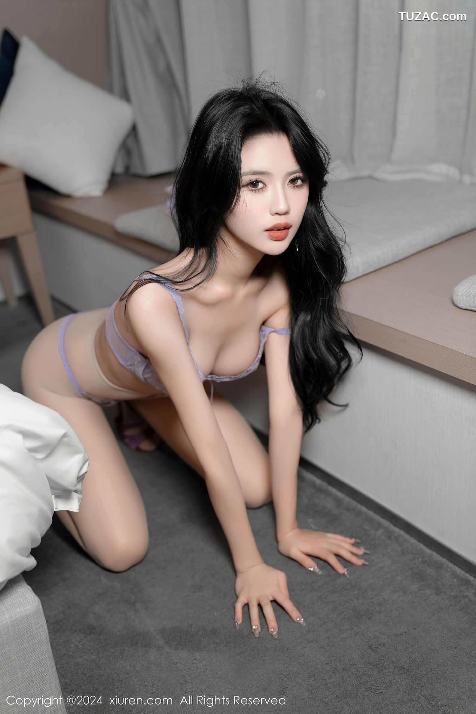 XiuRen秀人网-7912-浅浅Danny-紫色蕾丝内衣-2024.01.04