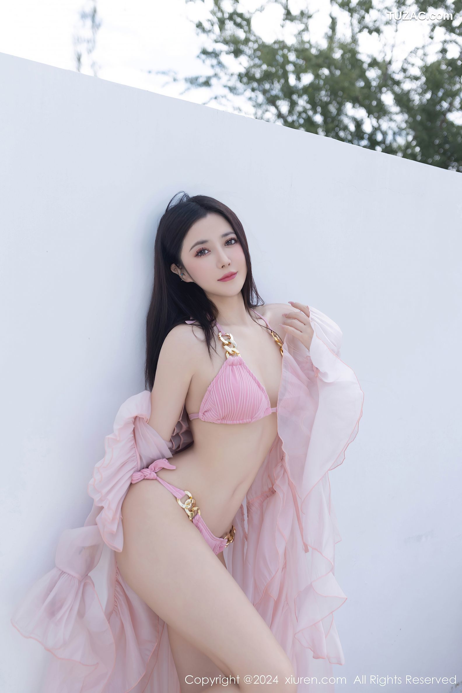 XiuRen秀人网-7920-鱼子酱Fish-粉纱披风粉色比基尼-2024.01.05