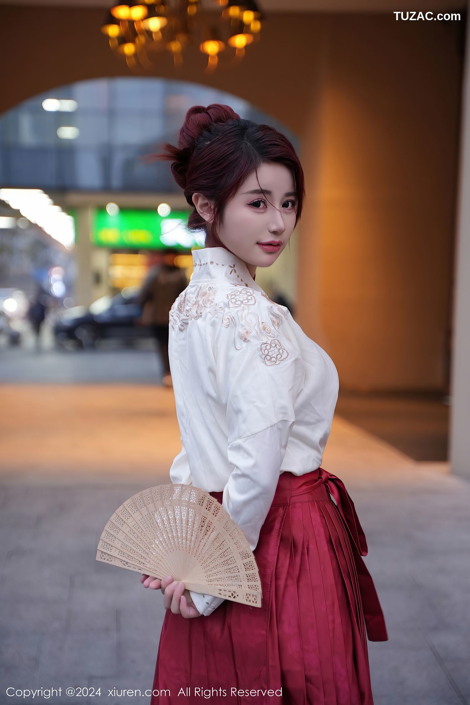 XiuRen秀人网-7985-美七Mia-古风白衣红裙红色情趣内衣-2024.01.19