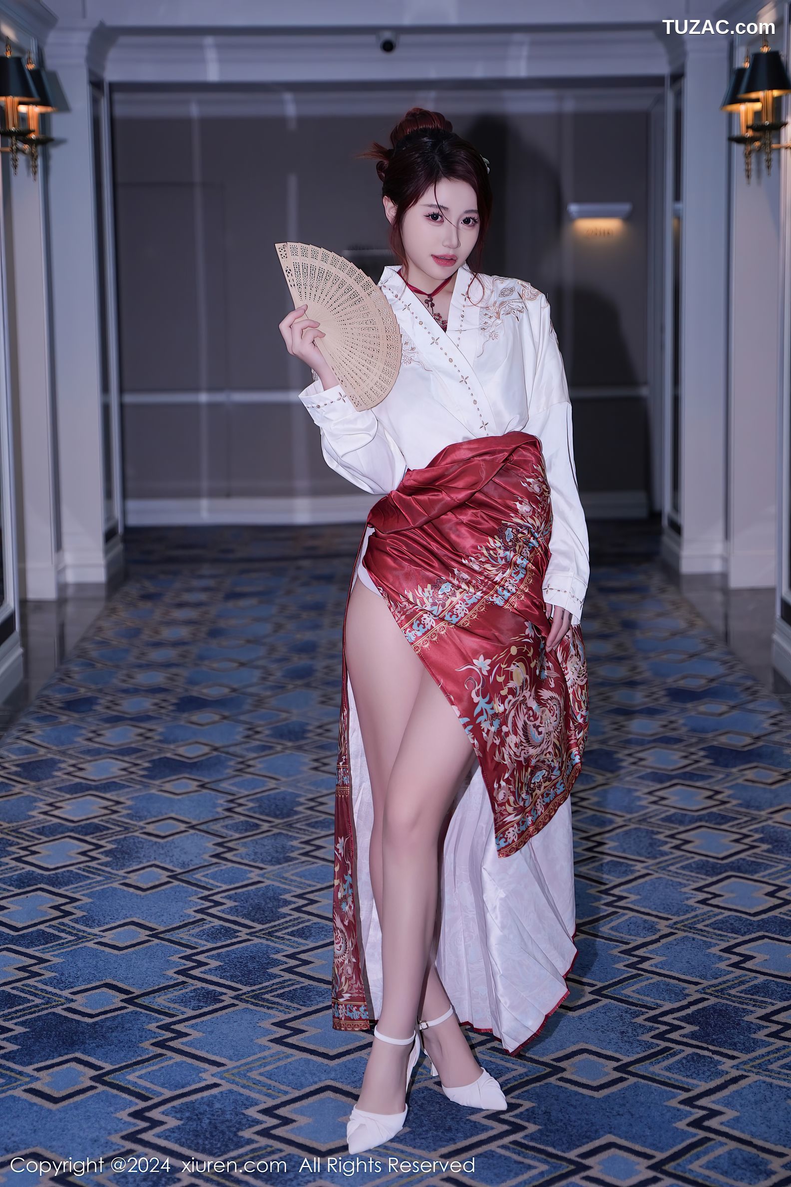 XiuRen秀人网-7985-美七Mia-古风白衣红裙红色情趣内衣-2024.01.19