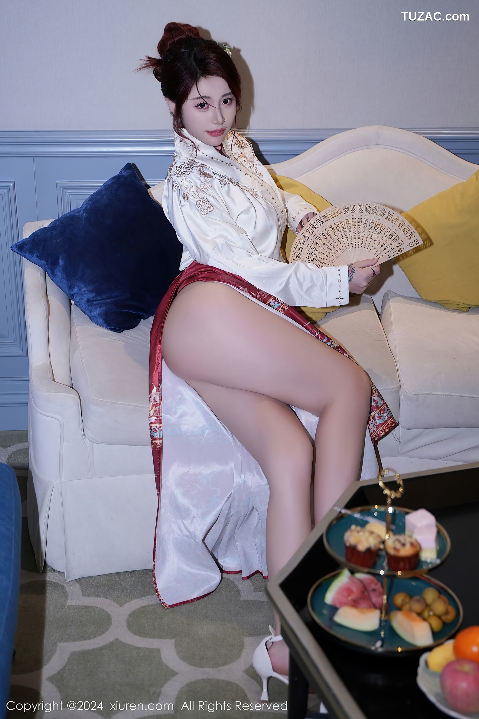 XiuRen秀人网-7985-美七Mia-古风白衣红裙红色情趣内衣-2024.01.19