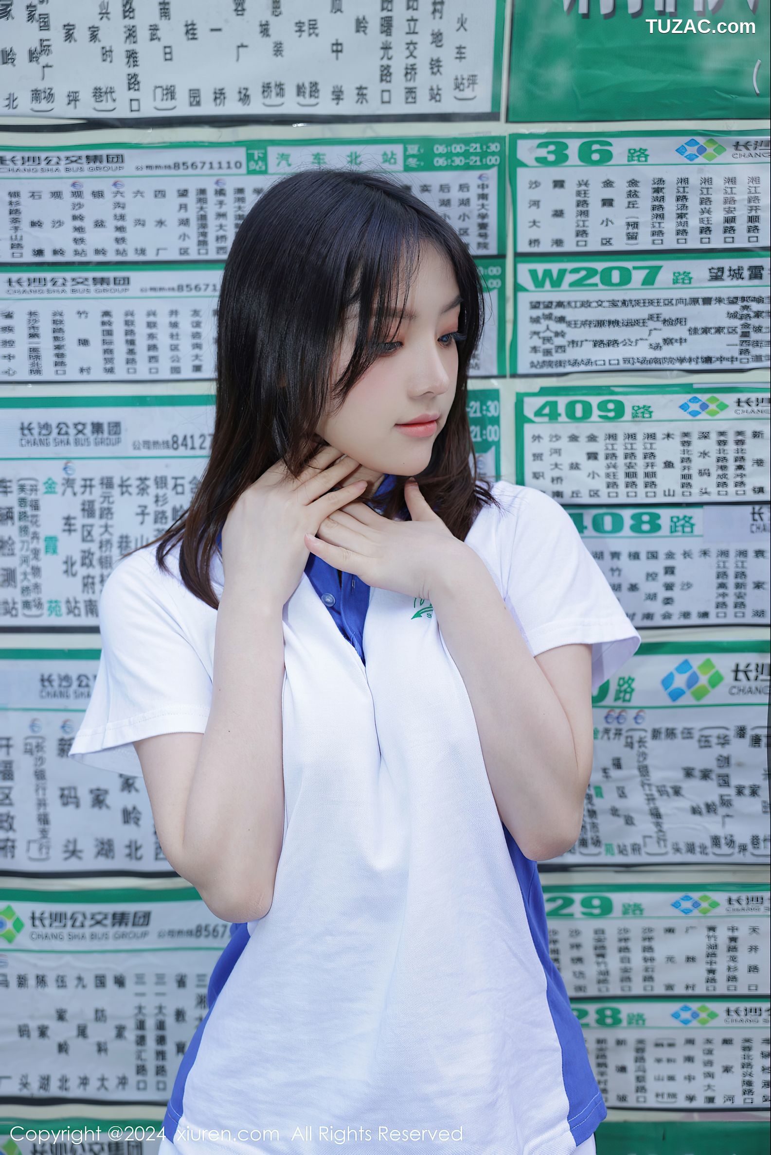 XiuRen秀人网-7994-豆瓣酱-蓝白运动学生装黑丝-2024.01.19