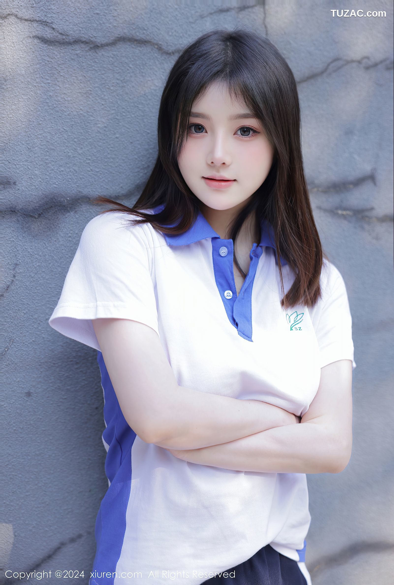 XiuRen秀人网-7994-豆瓣酱-蓝白运动学生装黑丝-2024.01.19