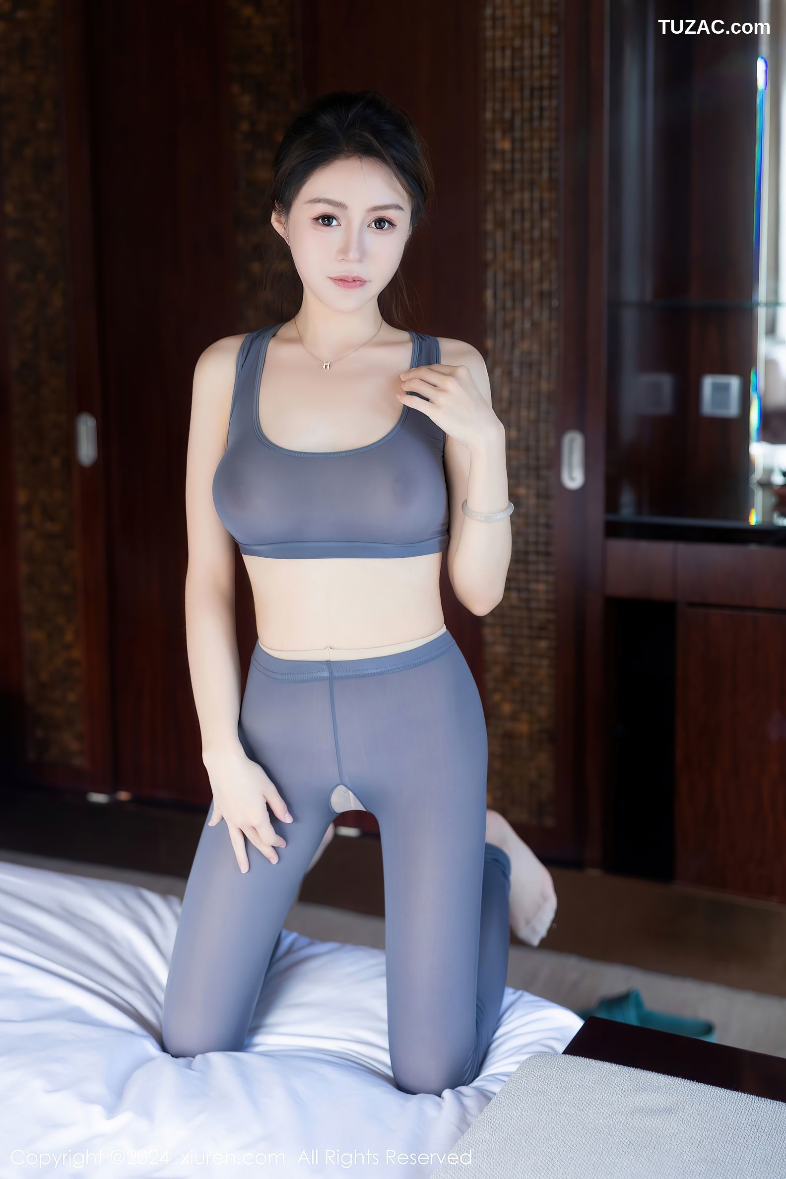 XiuRen秀人网-7999-林幼一-轻透灰色瑜伽服肉丝-2024.01.22