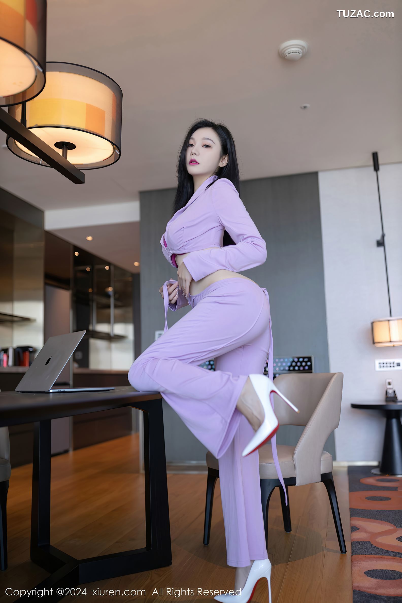 XiuRen秀人网-8006-安然anran-淡紫色套装粉色内衣-2024.01.23