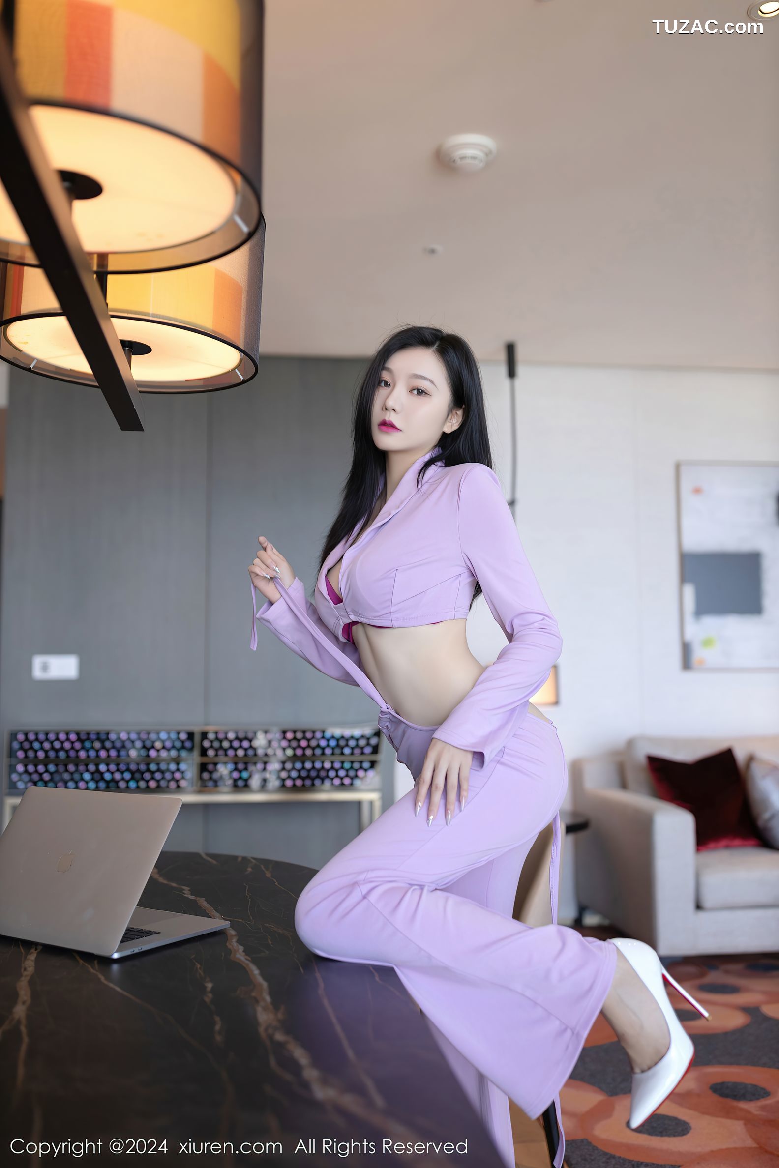 XiuRen秀人网-8006-安然anran-淡紫色套装粉色内衣-2024.01.23