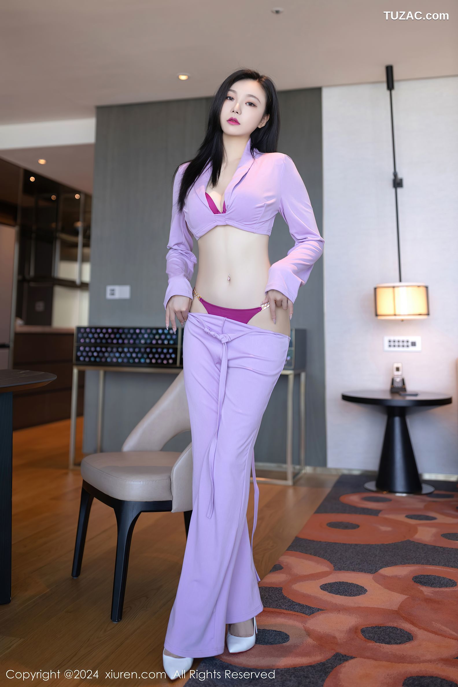 XiuRen秀人网-8006-安然anran-淡紫色套装粉色内衣-2024.01.23