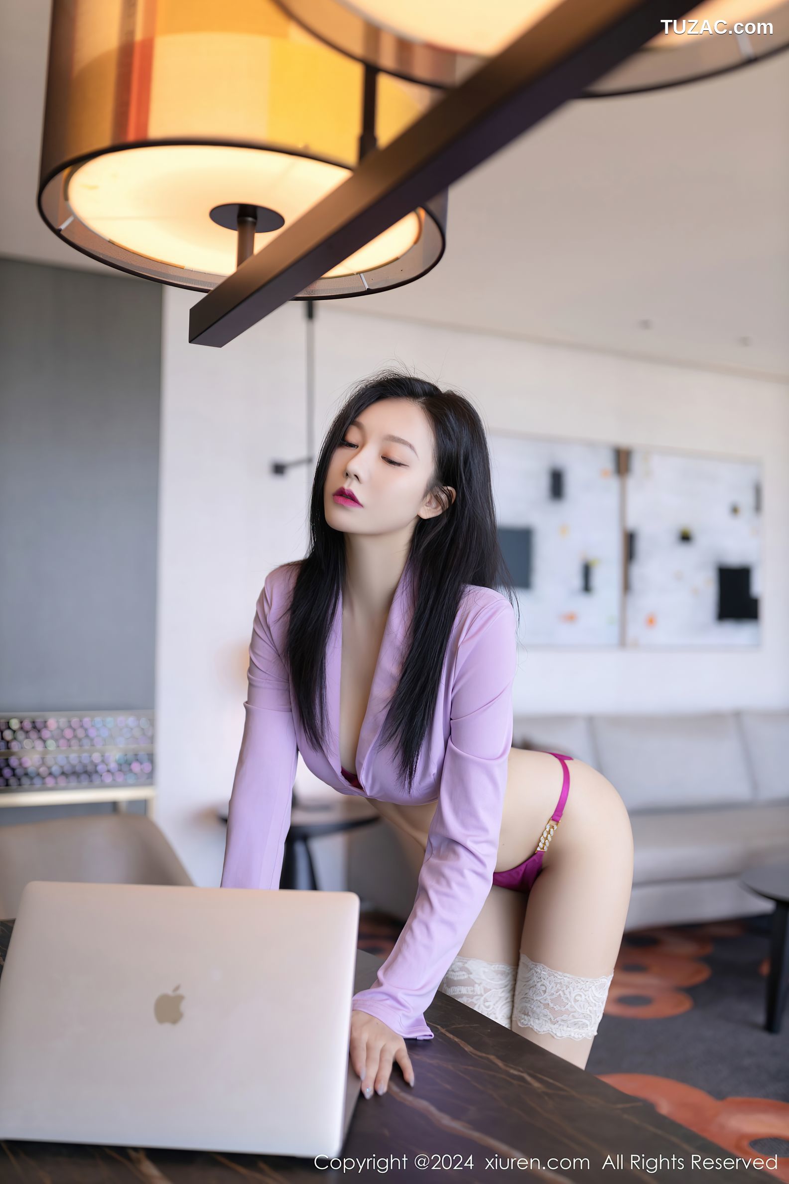XiuRen秀人网-8006-安然anran-淡紫色套装粉色内衣-2024.01.23