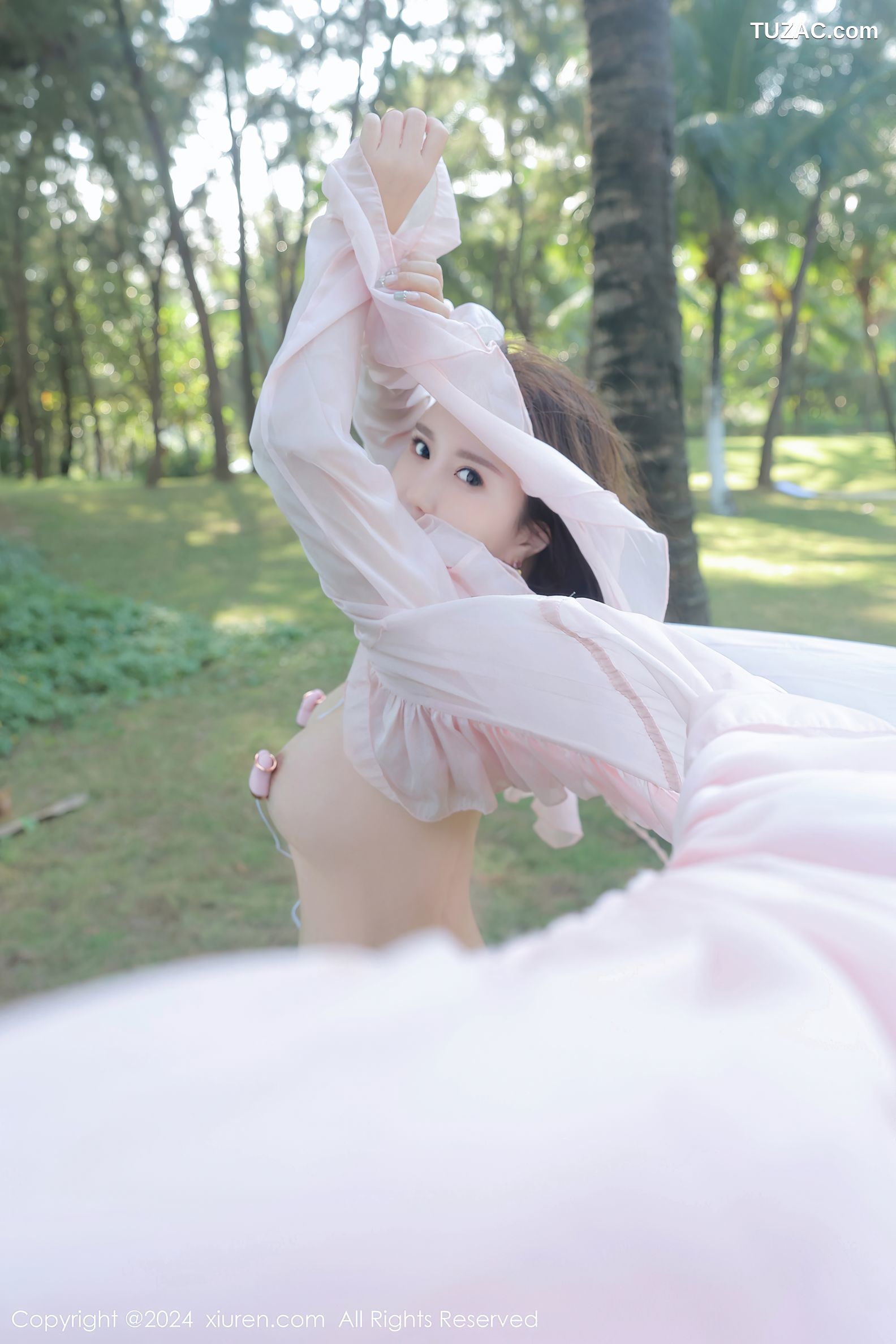 XiuRen秀人网-8007-小薯条nienie-户外淡粉色长裙真空爆乳-2024.01.23