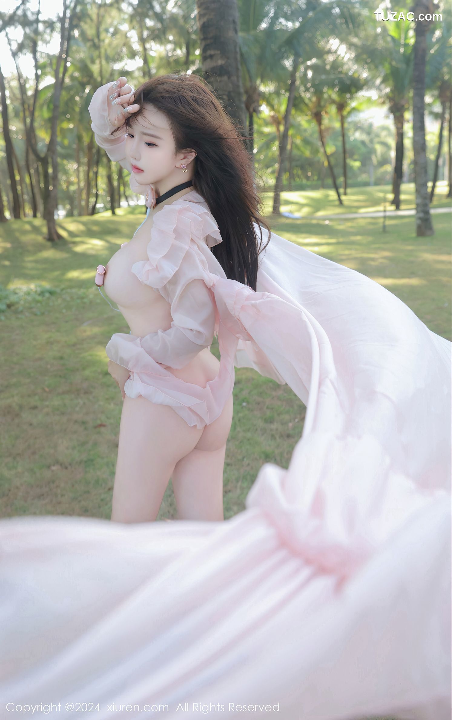 XiuRen秀人网-8007-小薯条nienie-户外淡粉色长裙真空爆乳-2024.01.23