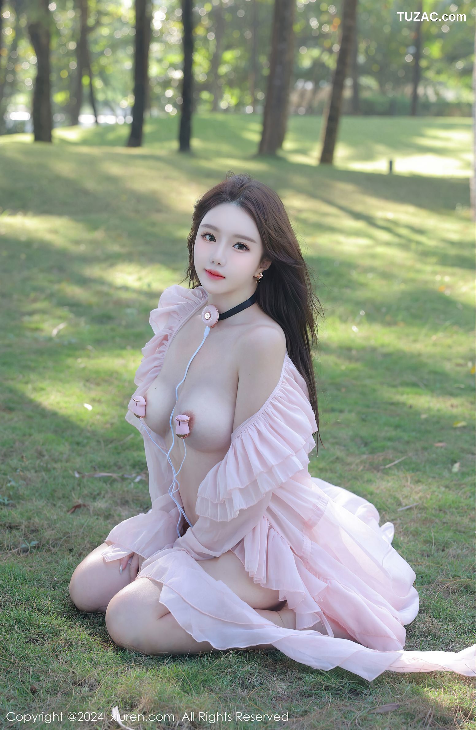 XiuRen秀人网-8007-小薯条nienie-户外淡粉色长裙真空爆乳-2024.01.23