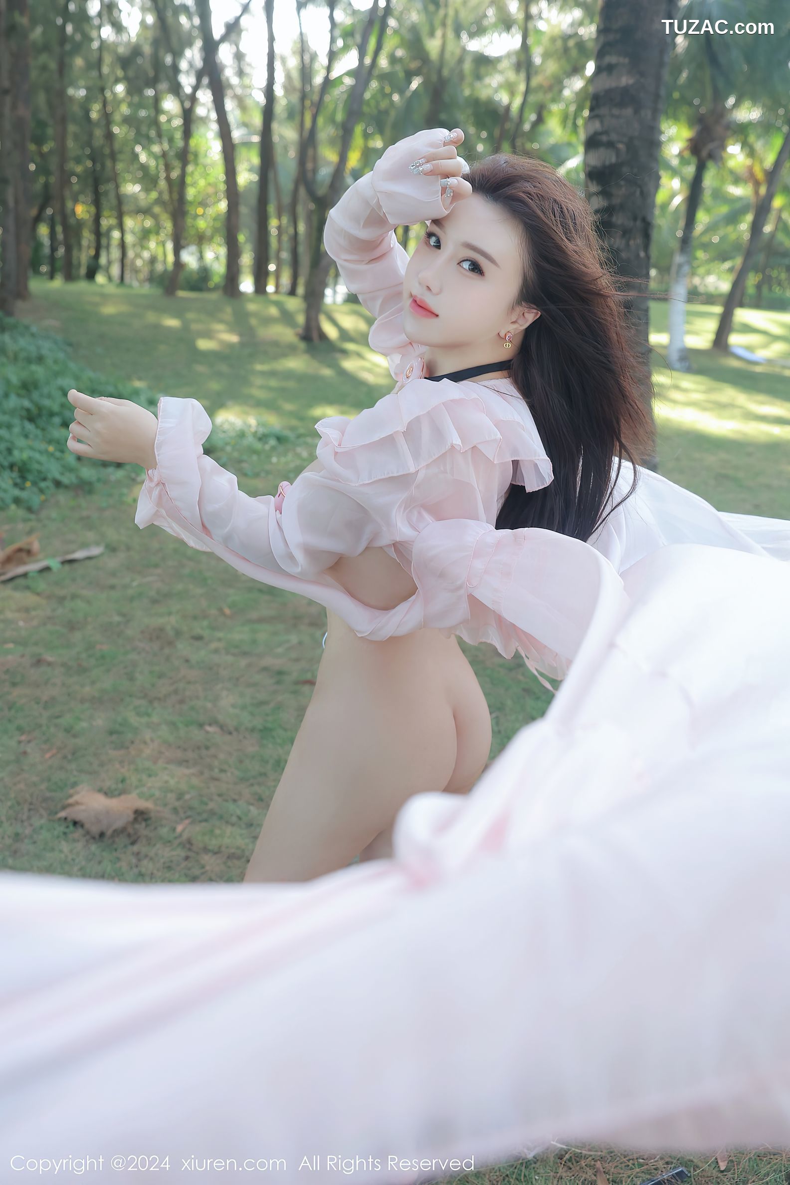 XiuRen秀人网-8007-小薯条nienie-户外淡粉色长裙真空爆乳-2024.01.23