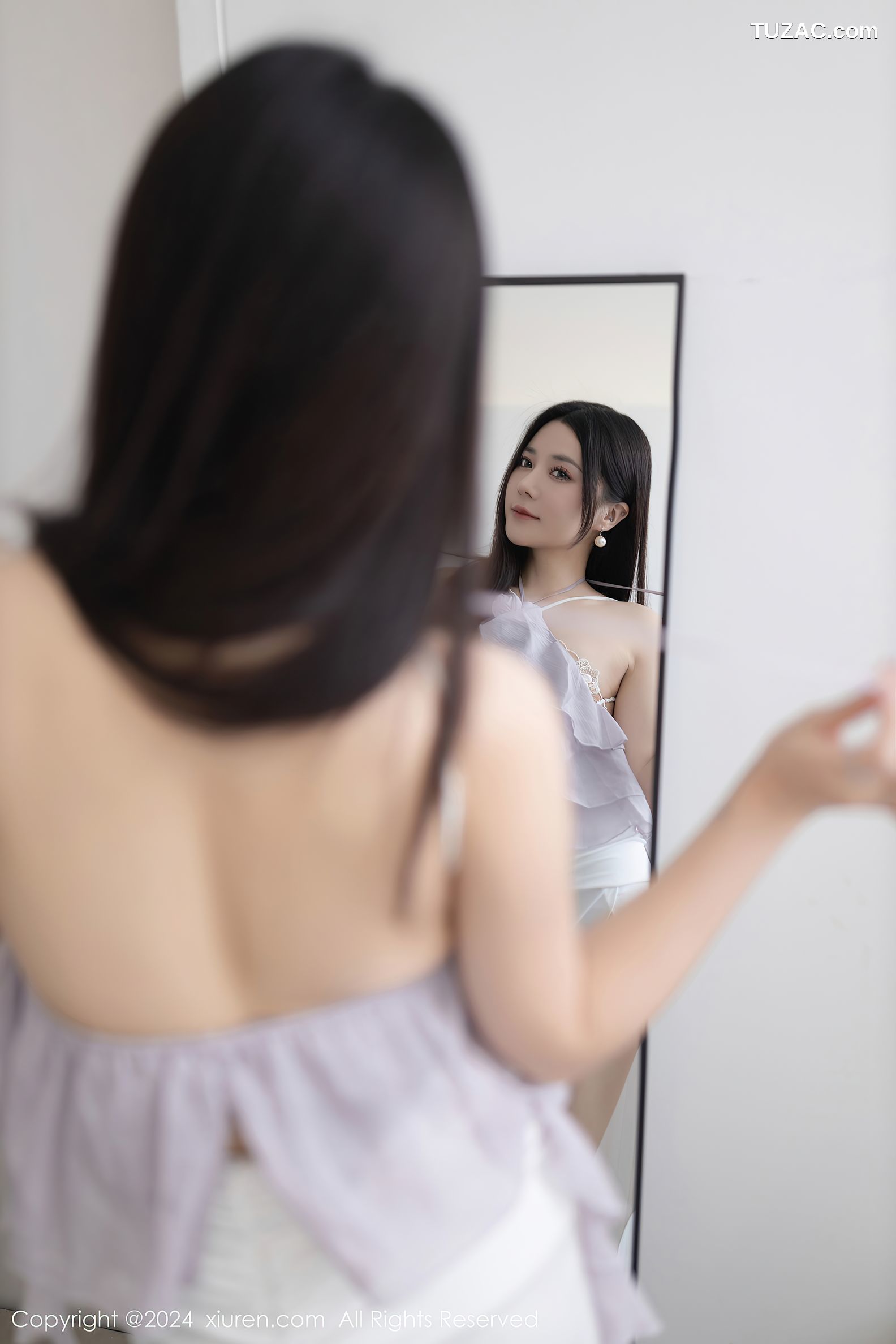 XiuRen秀人网-8026-鱼子酱Fish-白色长裙白色蕾丝内衣原色丝袜-2024.01.26