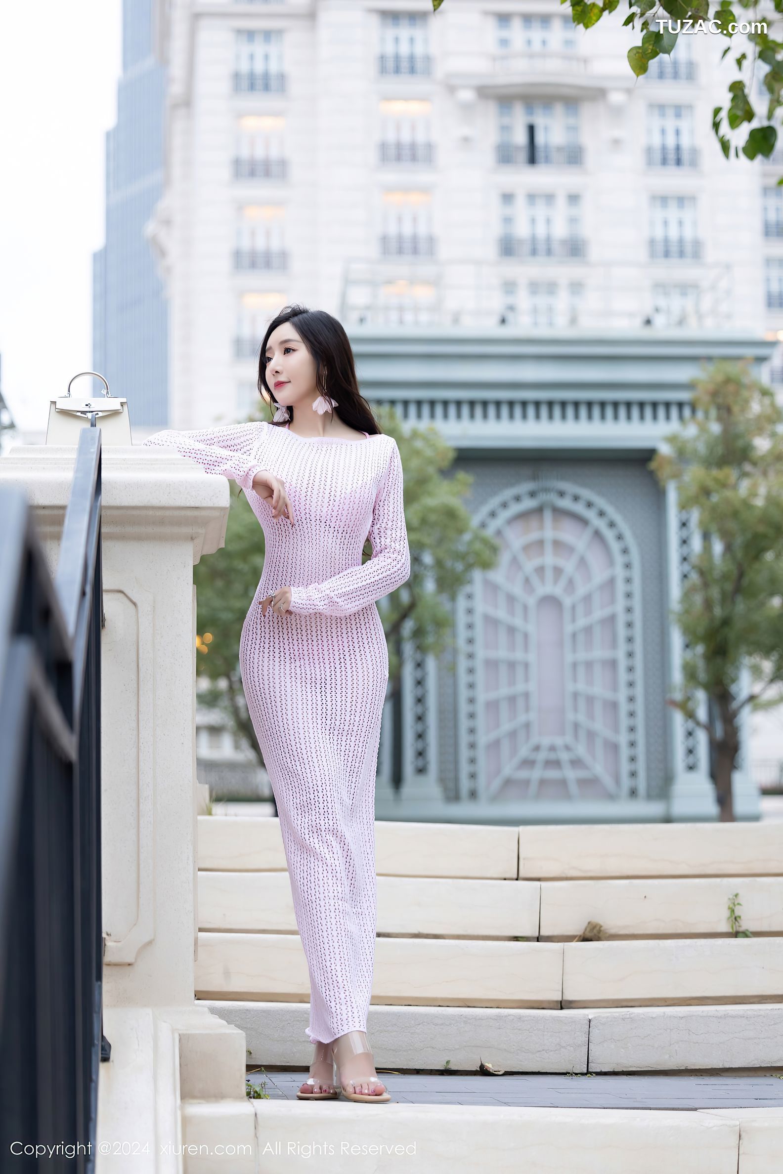 XiuRen秀人网-8055-王馨瑶yanni-淡粉连衣长裙粉色内衣-黑蕾丝情趣内衣黑丝-2024.02.02