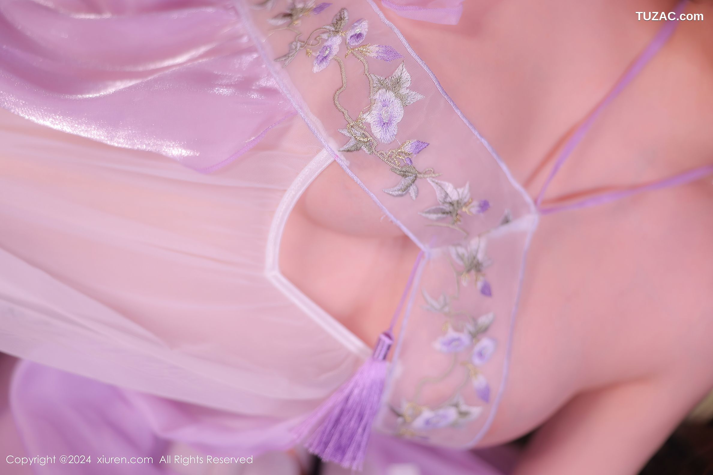 XiuRen秀人网-8059-豆瓣酱-淡紫色轻透古风纱衣-2024.02.02