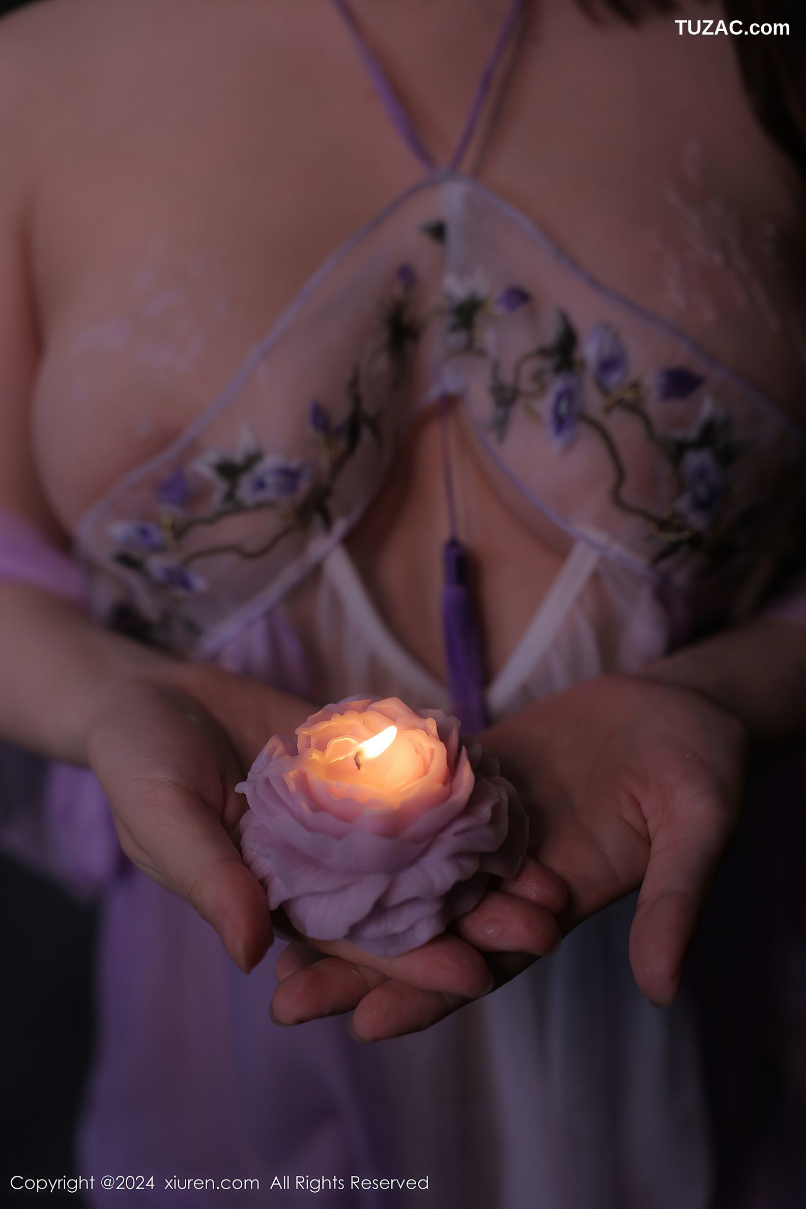 XiuRen秀人网-8059-豆瓣酱-淡紫色轻透古风纱衣-2024.02.02