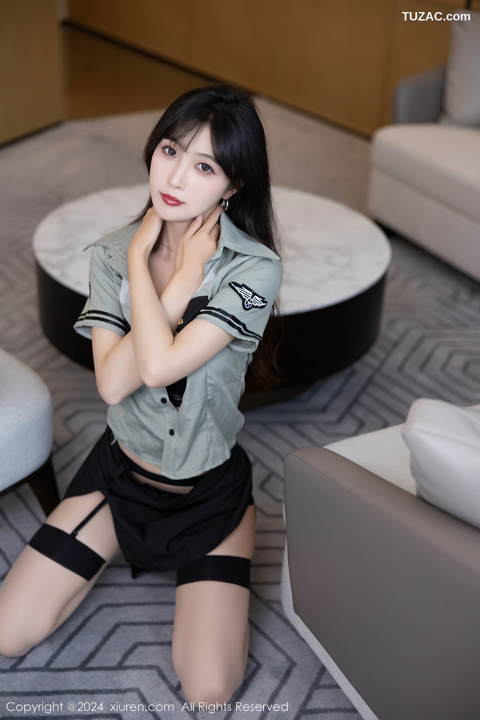XiuRen秀人网-8064-林星阑-衬衫黑短裙制服黑色情趣内衣-2024.02.04