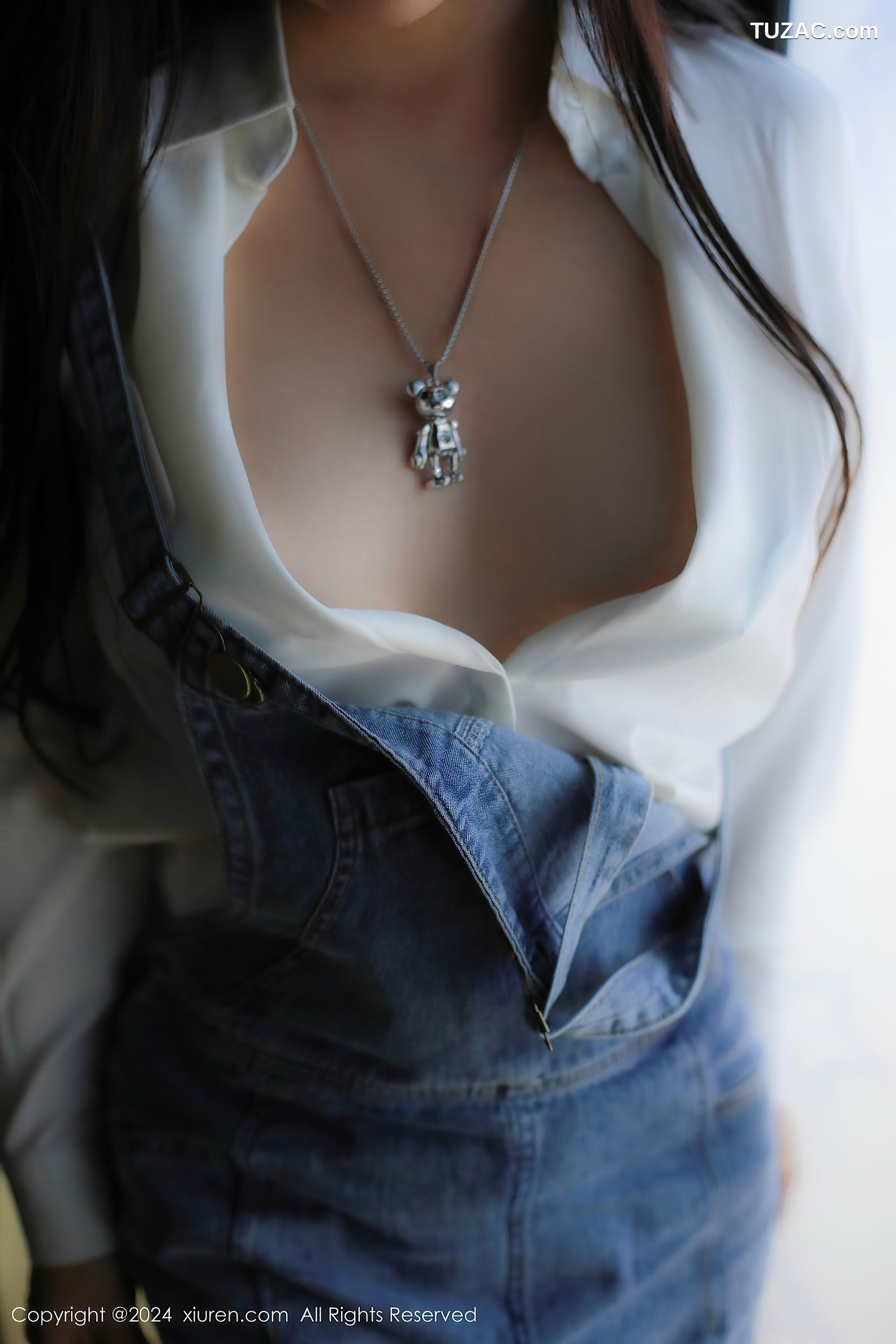 XiuRen秀人网-8087-小薯条nienie-电玩店场景白衫牛仔裤爆乳露出-2024.02.07