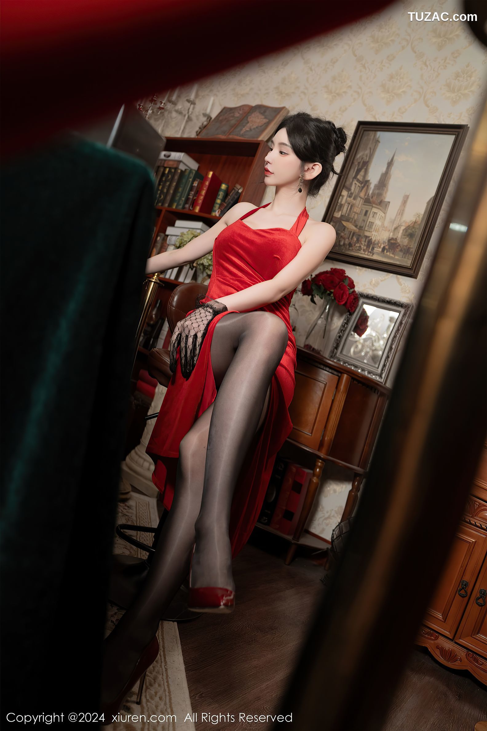 XiuRen秀人网-8097-周于希Sally-荷官角色扮演红裙黑丝-2024.02.08