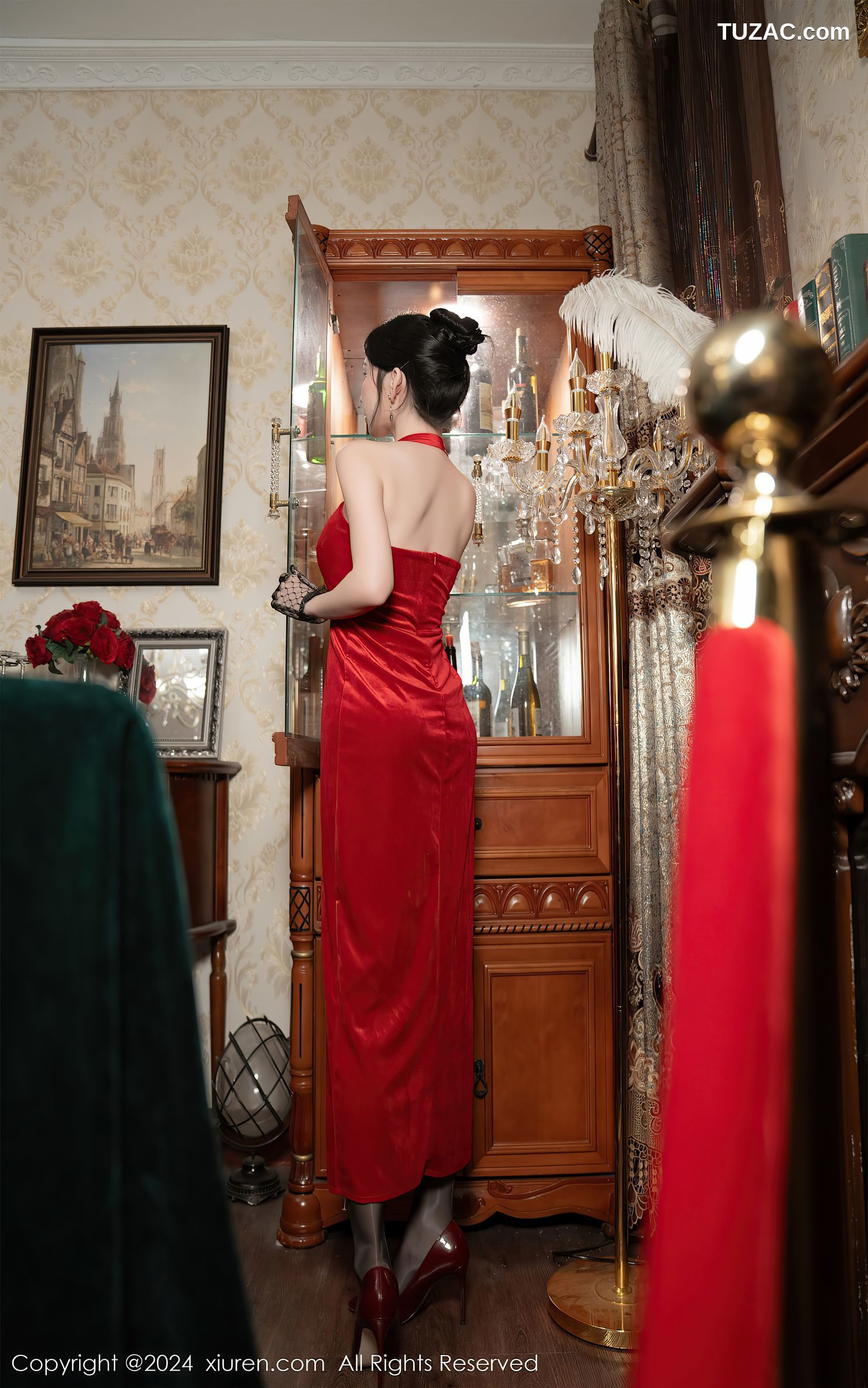 XiuRen秀人网-8097-周于希Sally-荷官角色扮演红裙黑丝-2024.02.08