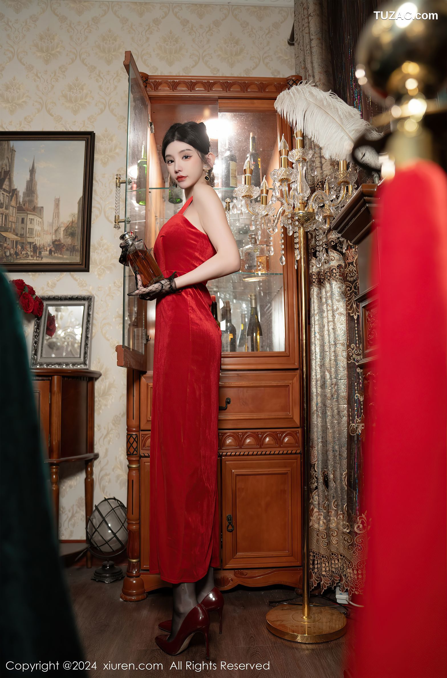 XiuRen秀人网-8097-周于希Sally-荷官角色扮演红裙黑丝-2024.02.08