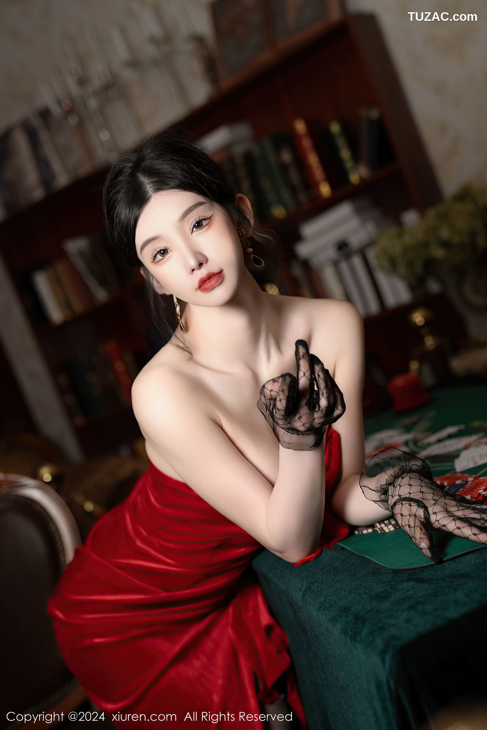 XiuRen秀人网-8097-周于希Sally-荷官角色扮演红裙黑丝-2024.02.08