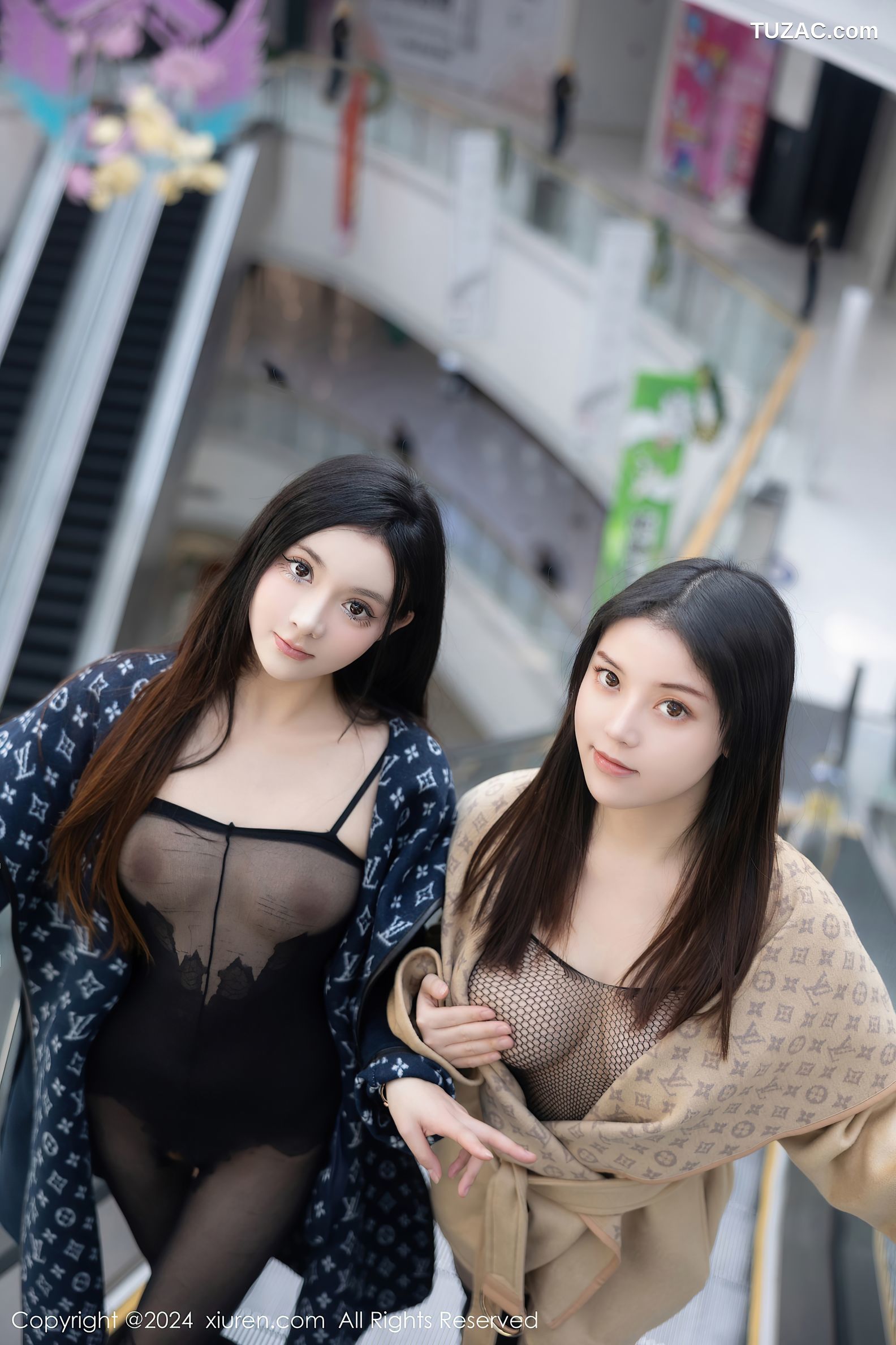 XiuRen秀人网-8099-豆瓣酱-模特合集-商场透视黑纱情趣内衣露出-2024.02.08