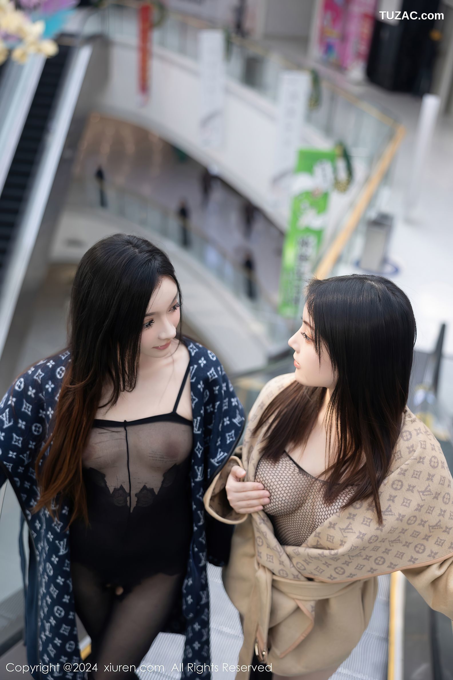 XiuRen秀人网-8099-豆瓣酱-模特合集-商场透视黑纱情趣内衣露出-2024.02.08