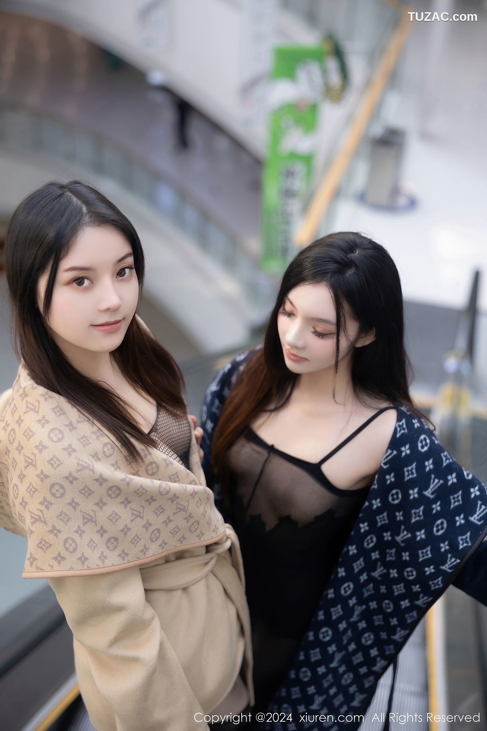 XiuRen秀人网-8099-豆瓣酱-模特合集-商场透视黑纱情趣内衣露出-2024.02.08