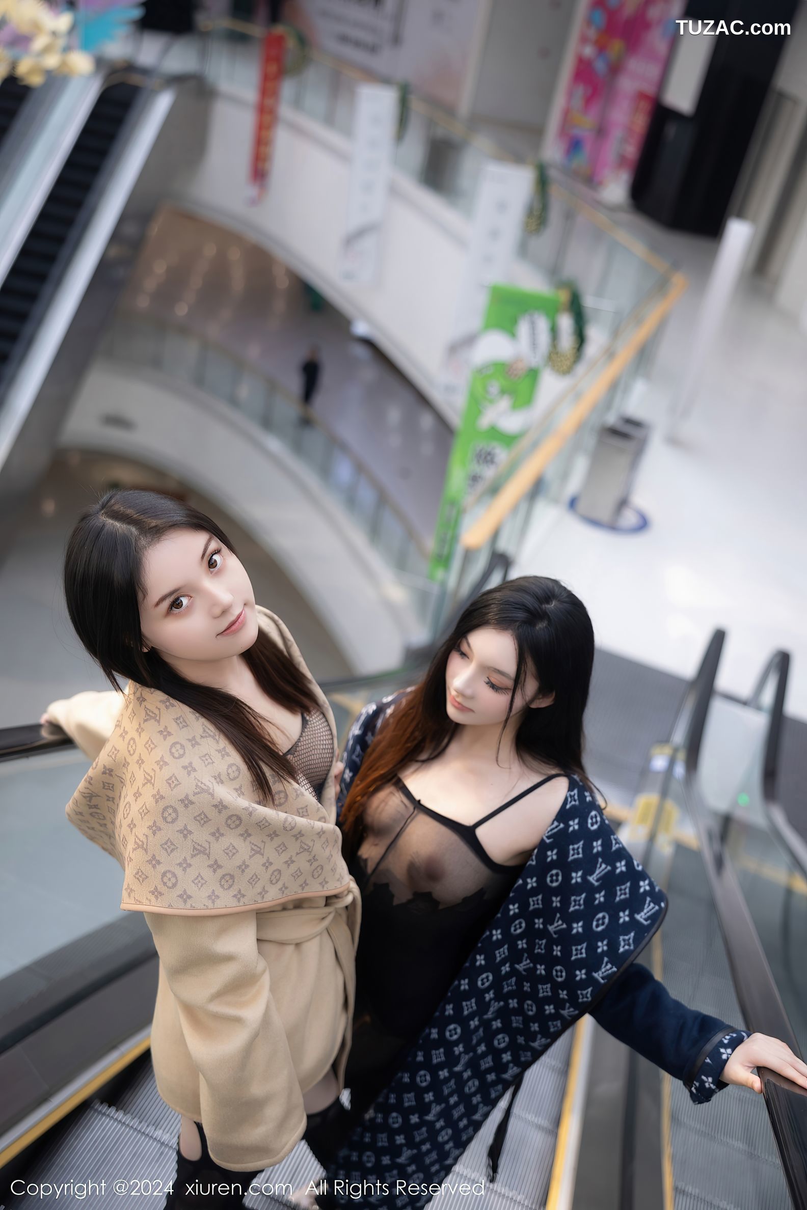 XiuRen秀人网-8099-豆瓣酱-模特合集-商场透视黑纱情趣内衣露出-2024.02.08