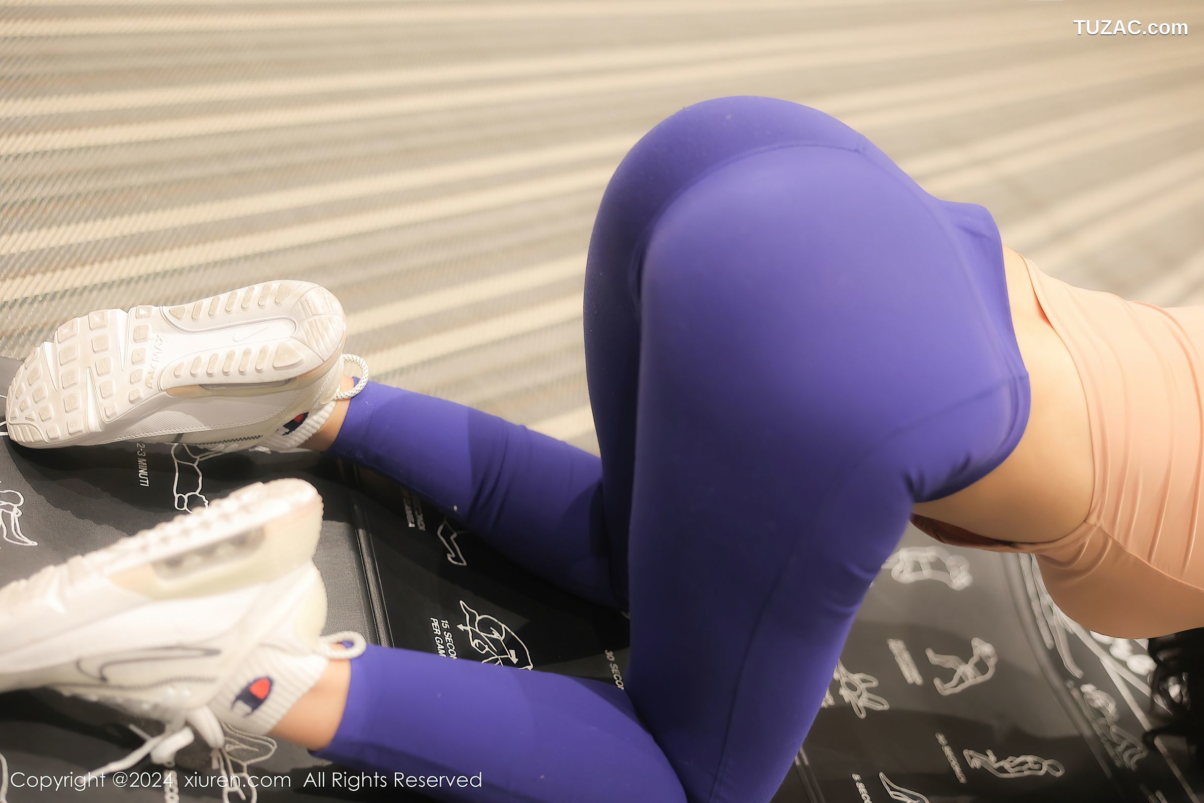 XiuRen秀人网-8100-李若汐-健身馆肉色T蓝色运动裤爆乳-2024.02.18