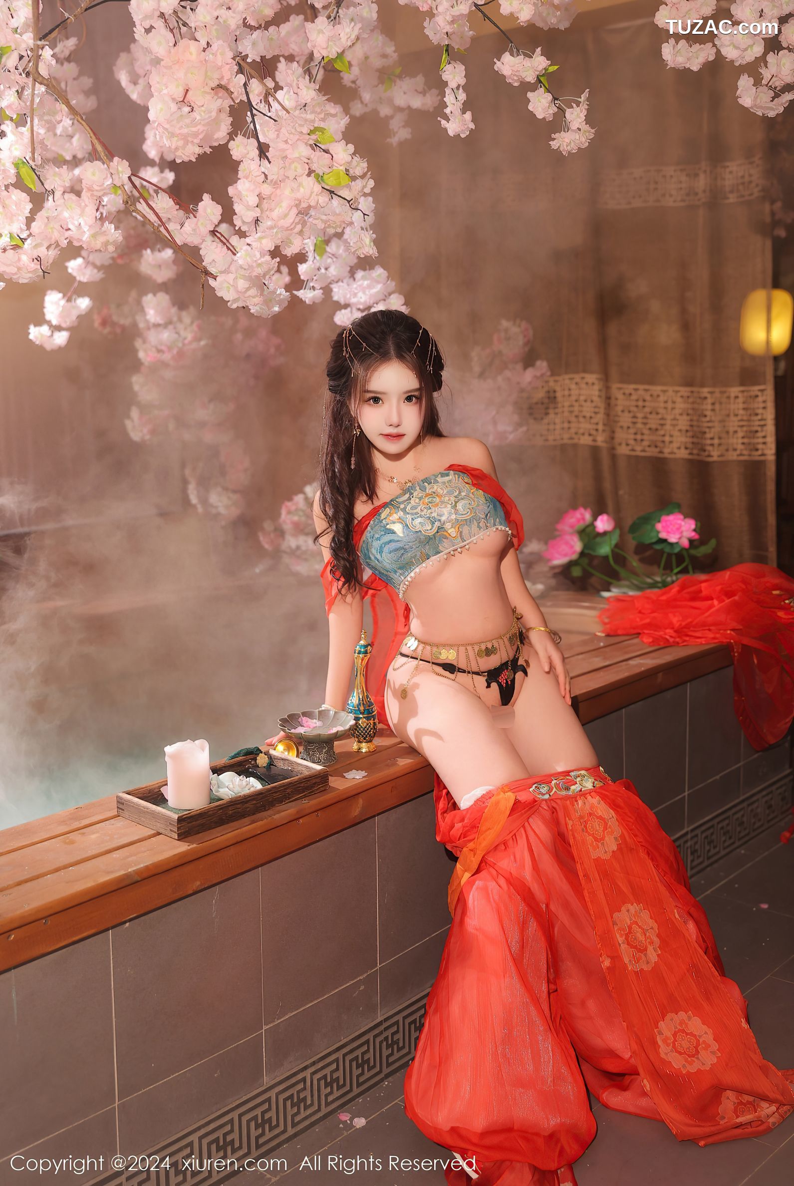 XiuRen秀人网-8146-小薯条nienie-古风红纱裙丁字裤爆乳-2024.02.27