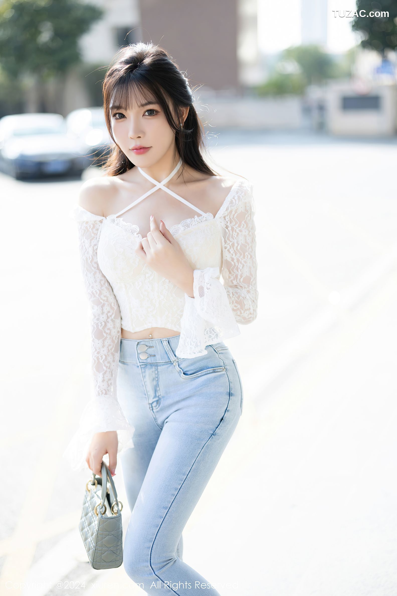 XiuRen秀人网-8147-徐莉芝Booty-白蕾丝上衣牛仔裤-黑色薄纱情趣内衣黑丝-2024.02.27