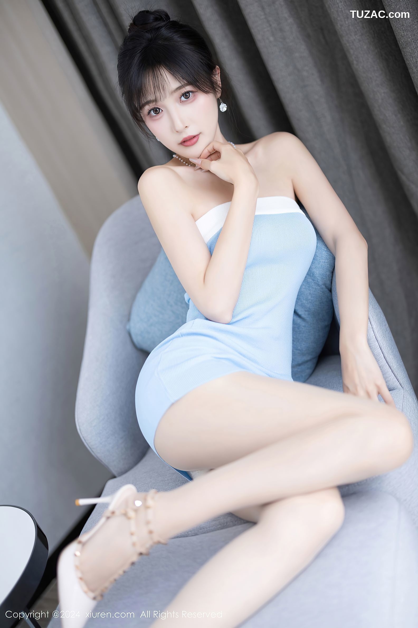 XiuRen秀人网-8165-林星阑-淡蓝抹胸连衣短裙-黑白情趣修女服-2024.03.01