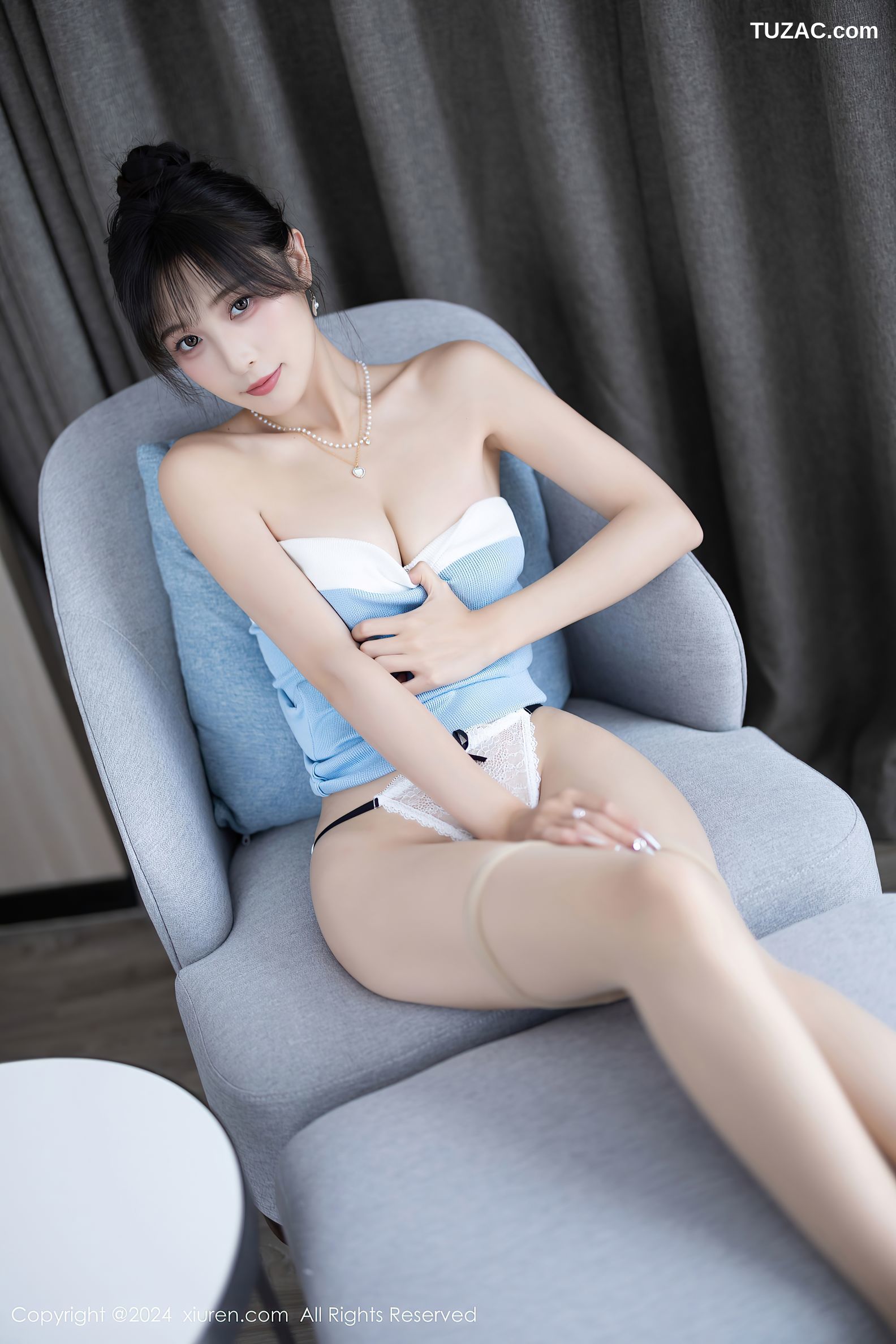 XiuRen秀人网-8165-林星阑-淡蓝抹胸连衣短裙-黑白情趣修女服-2024.03.01