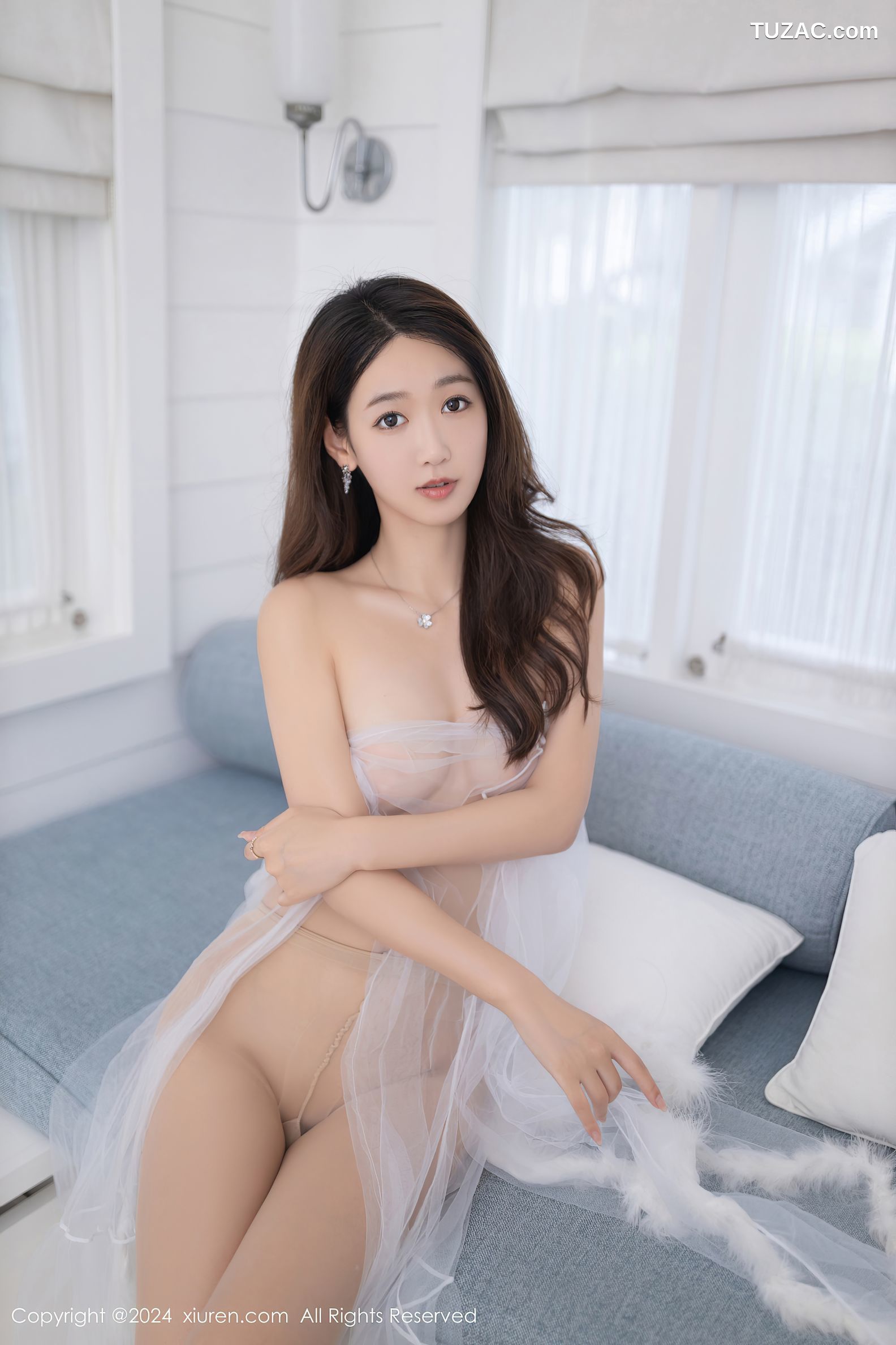 XiuRen秀人网-8174-唐安琪-白纱透视裙白蕾丝内衣-2024.03.04