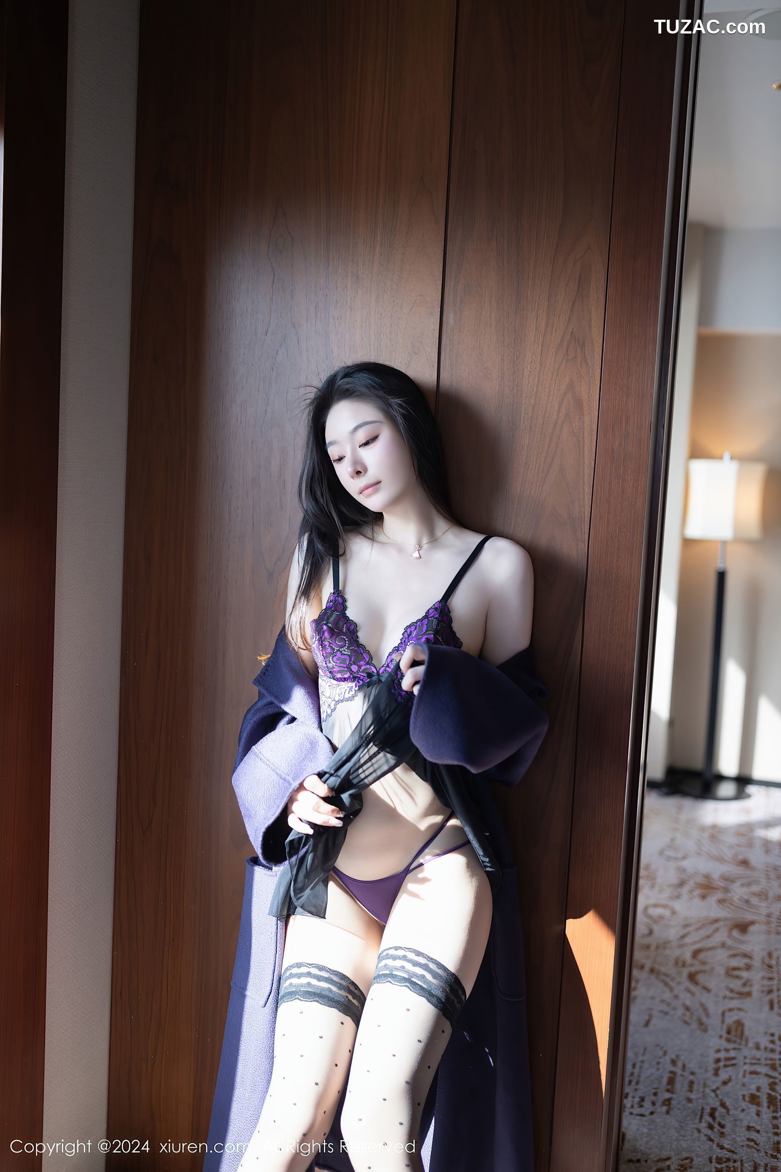 XiuRen秀人网-8195-小逗逗-紫色蕾丝情趣内衣-2024.03.07