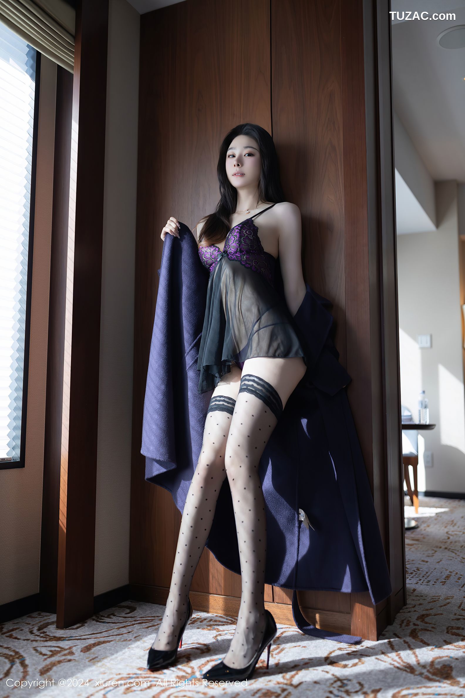 XiuRen秀人网-8195-小逗逗-紫色蕾丝情趣内衣-2024.03.07