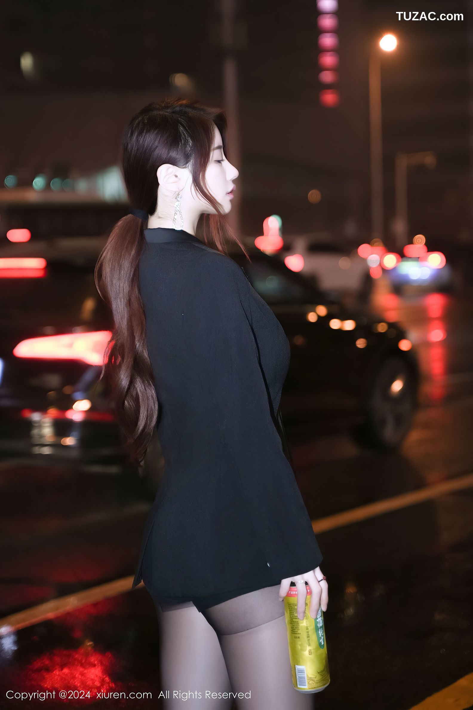 XiuRen秀人网-8199-美七-Mia-OL黑西装外套黑短裤黑丝-2024.03.08