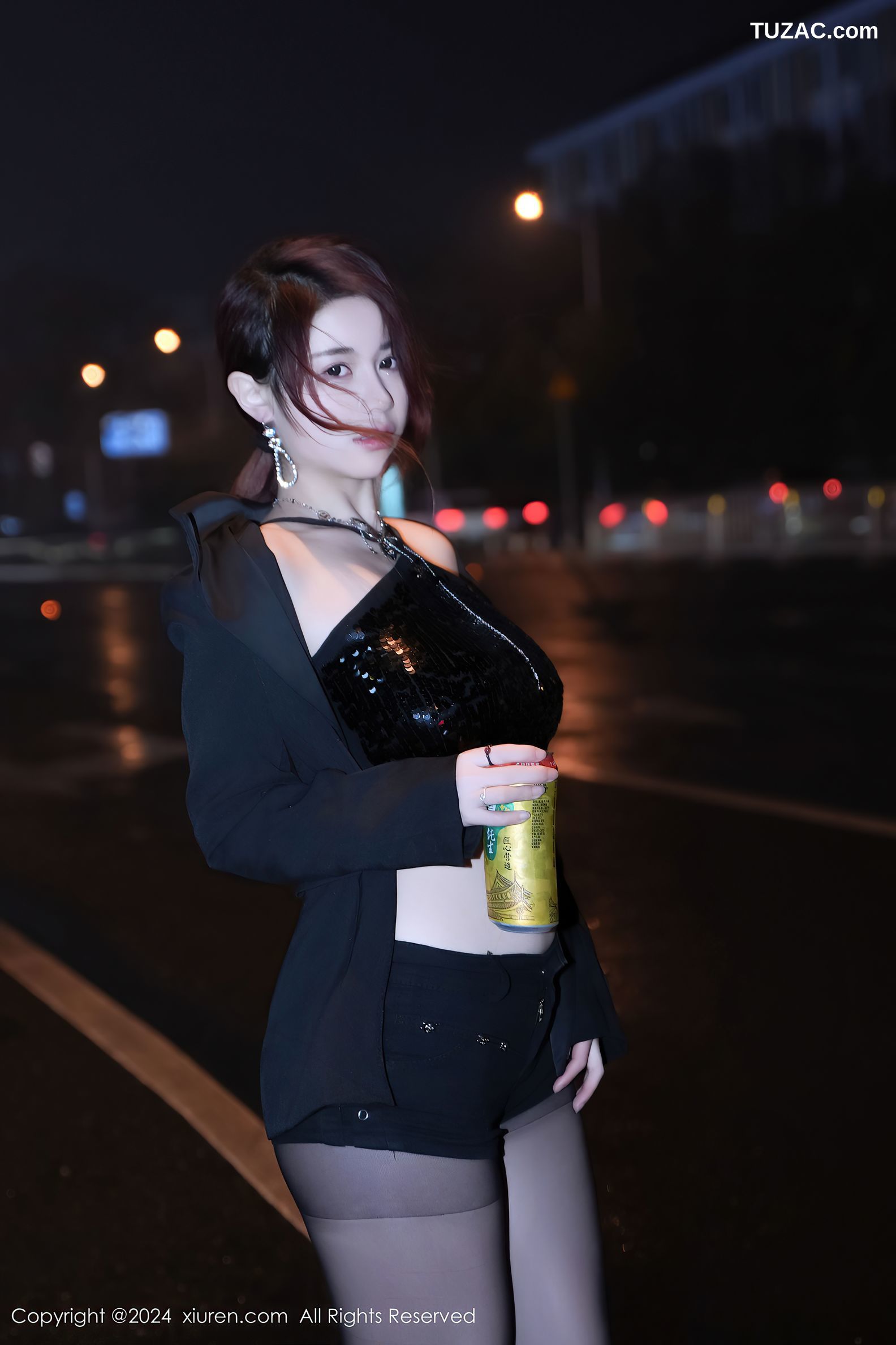 XiuRen秀人网-8199-美七-Mia-OL黑西装外套黑短裤黑丝-2024.03.08