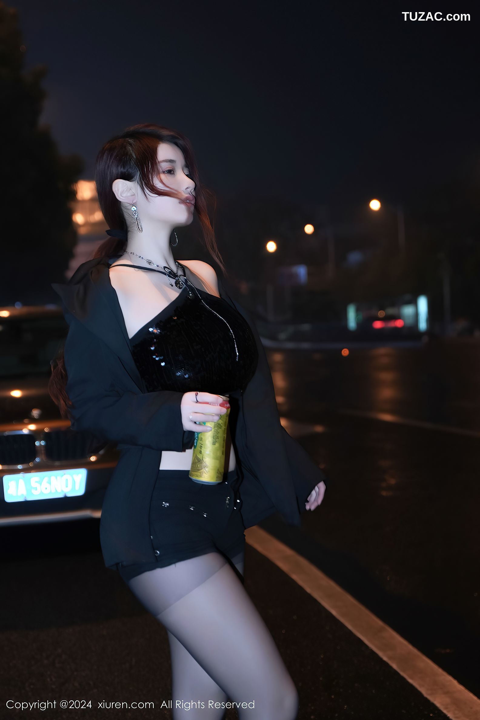 XiuRen秀人网-8199-美七-Mia-OL黑西装外套黑短裤黑丝-2024.03.08