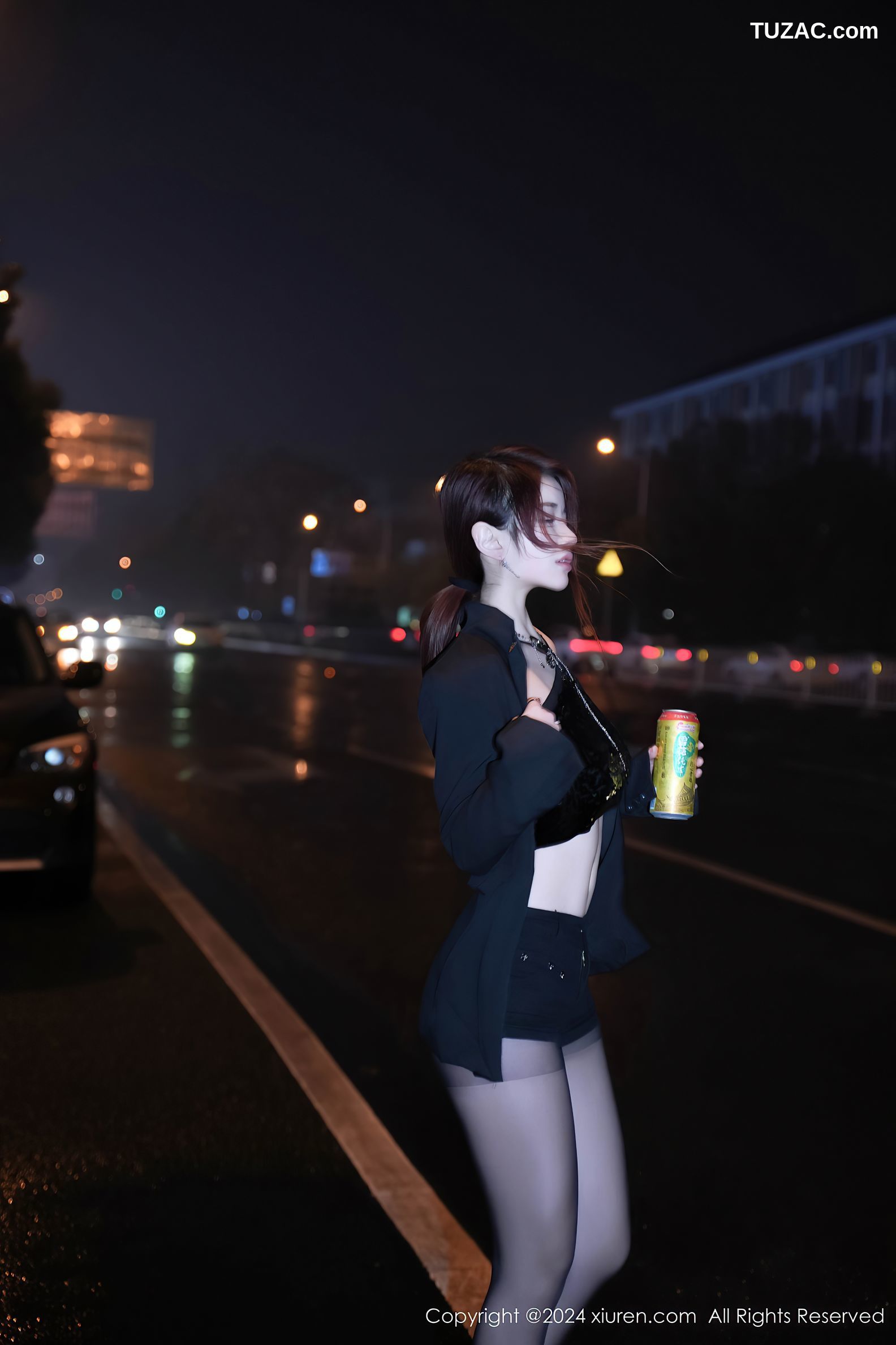 XiuRen秀人网-8199-美七-Mia-OL黑西装外套黑短裤黑丝-2024.03.08