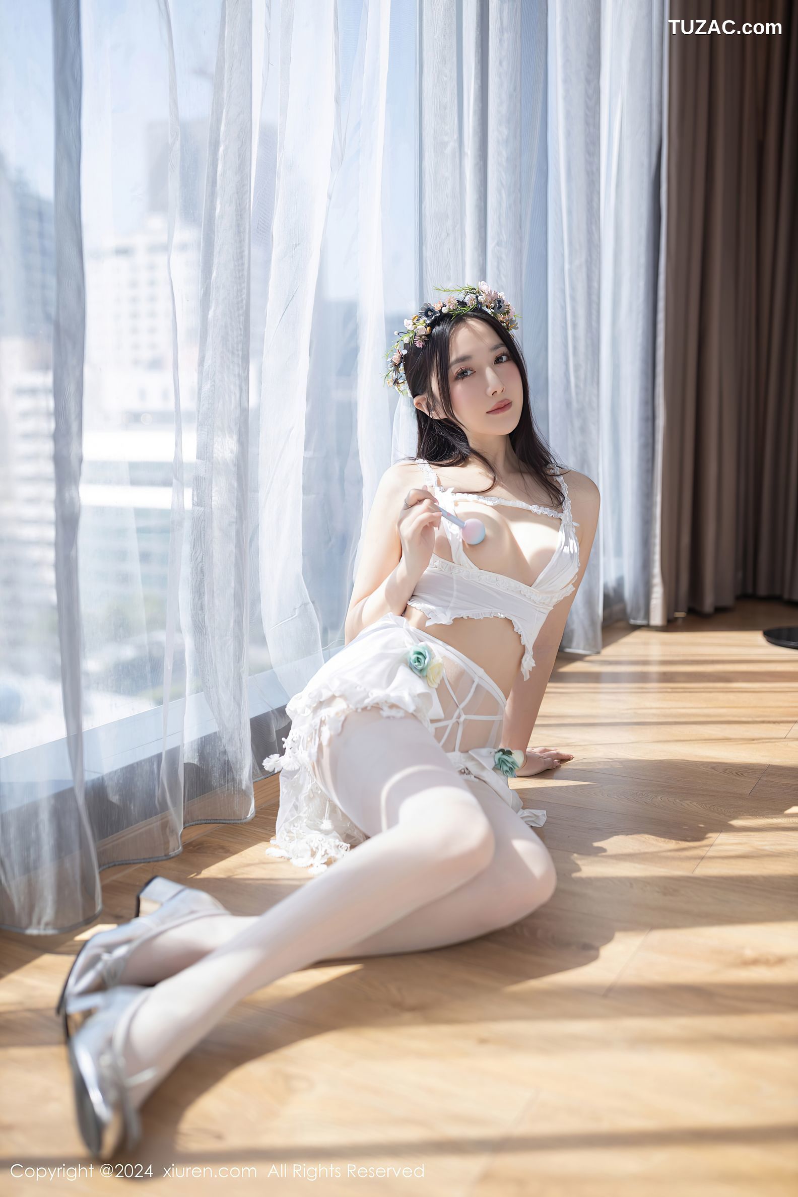 XiuRen秀人网-8201-鱼子酱Fish-白色情趣内衣爆乳-2024.03.08