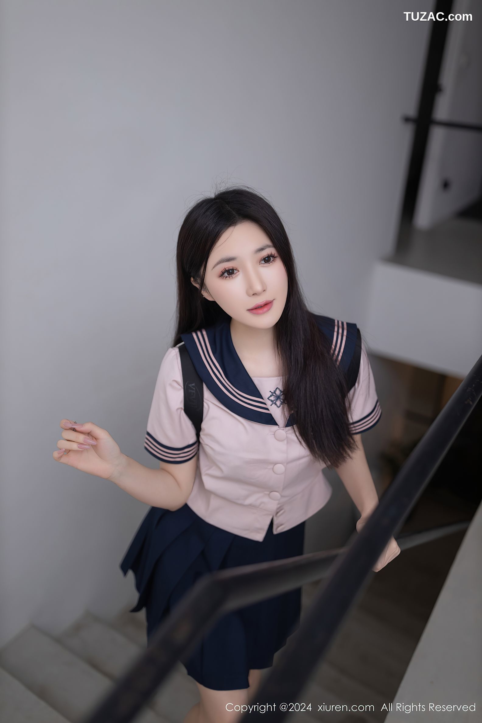 XiuRen秀人网-8244-鱼子酱Fish-泰国旅拍-学生装白衬衫黑短裙黑蕾丝内衣台球桌脱光-2024.03.15