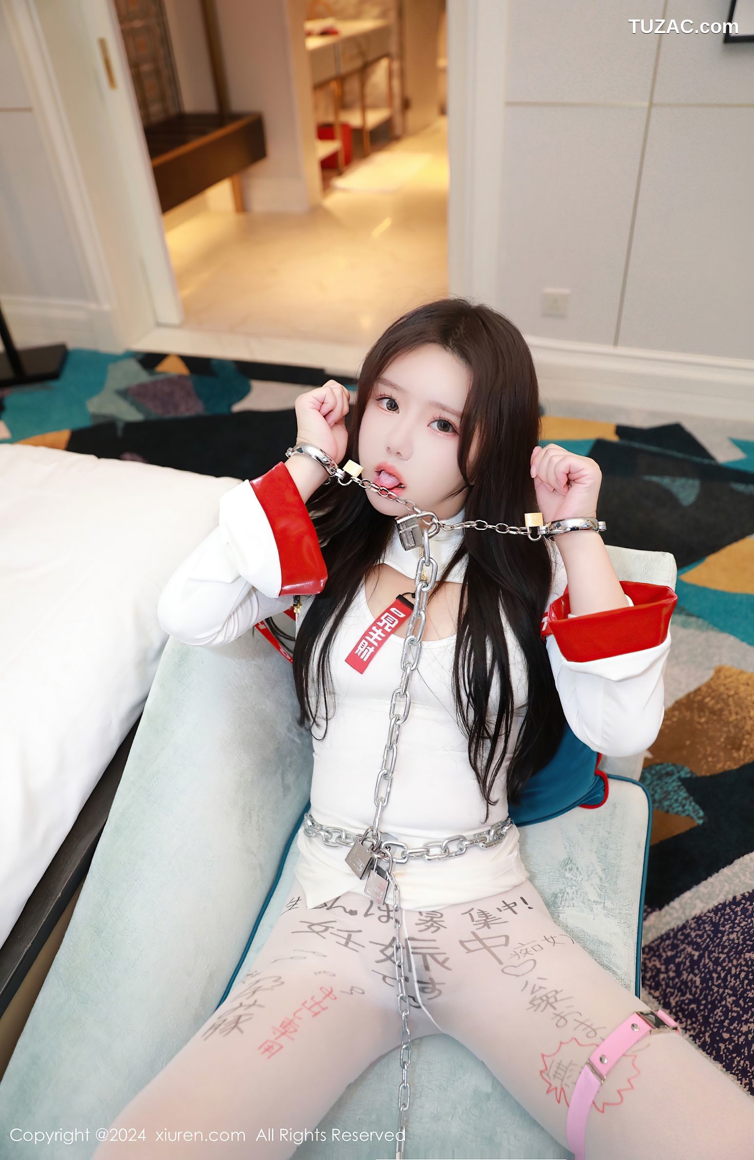 XiuRen秀人网-8258-小薯条nienie-澳门旅拍-宾馆白T情趣内衣绑缚爆乳肛塞-2024.03.19