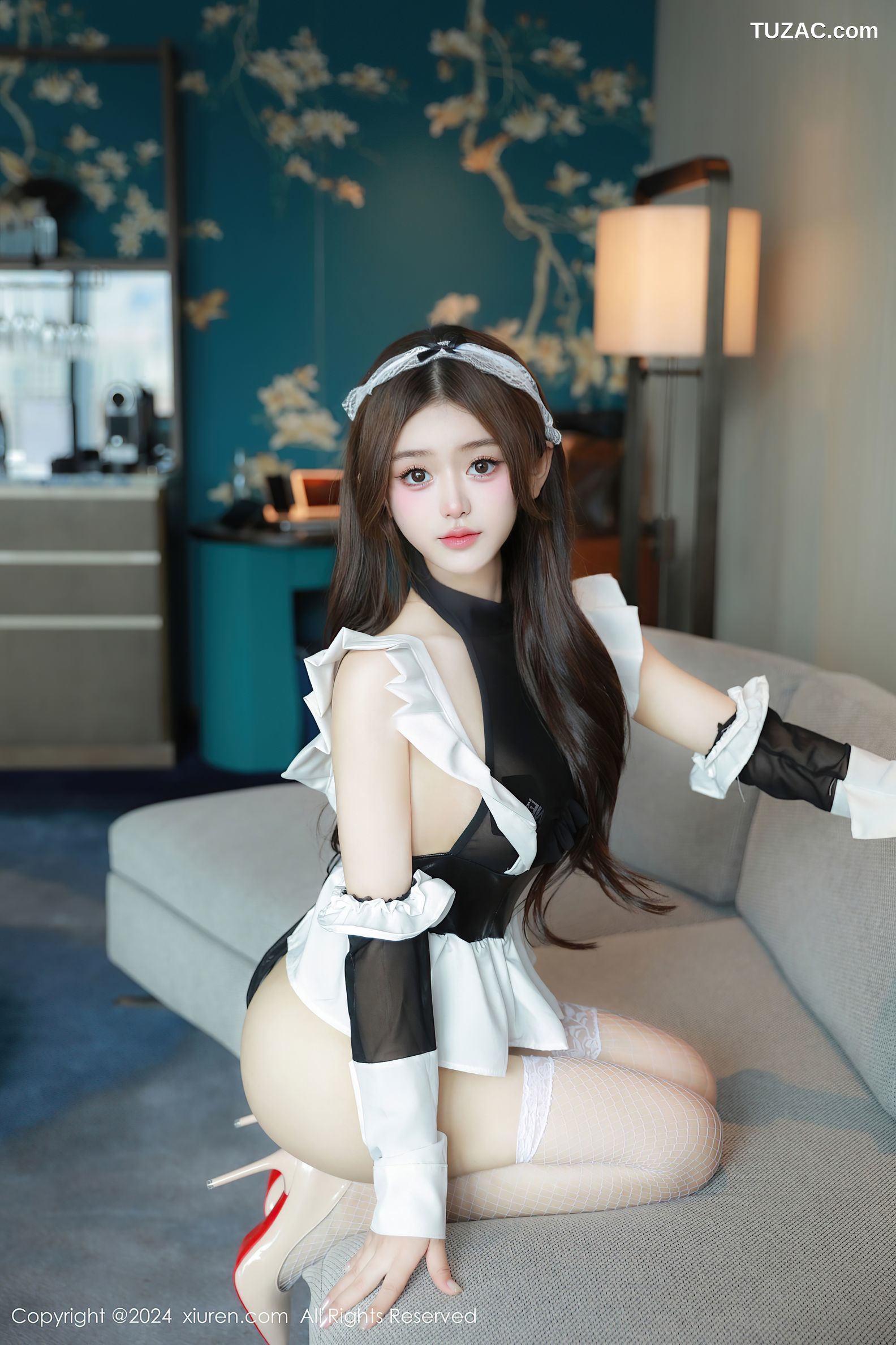 XiuRen秀人网-8282-媃柔rourou-女仆装白色网袜爆乳-2024.03.25