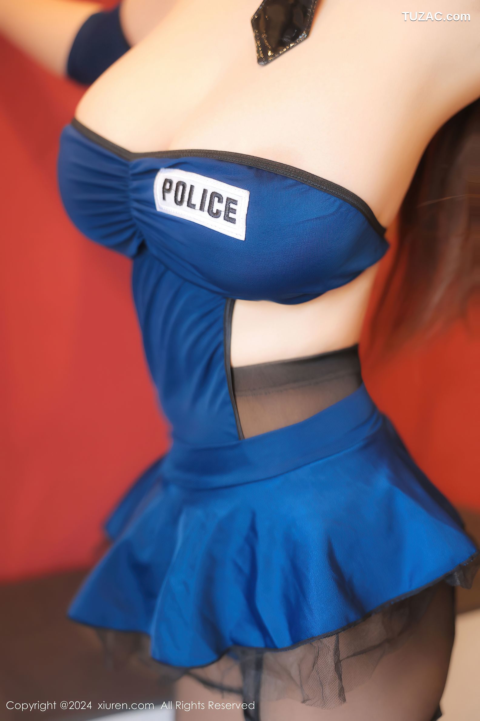 XiuRen秀人网-8304-陈柒柒-蓝色情趣女警裙黑丝爆乳-2024.03.28