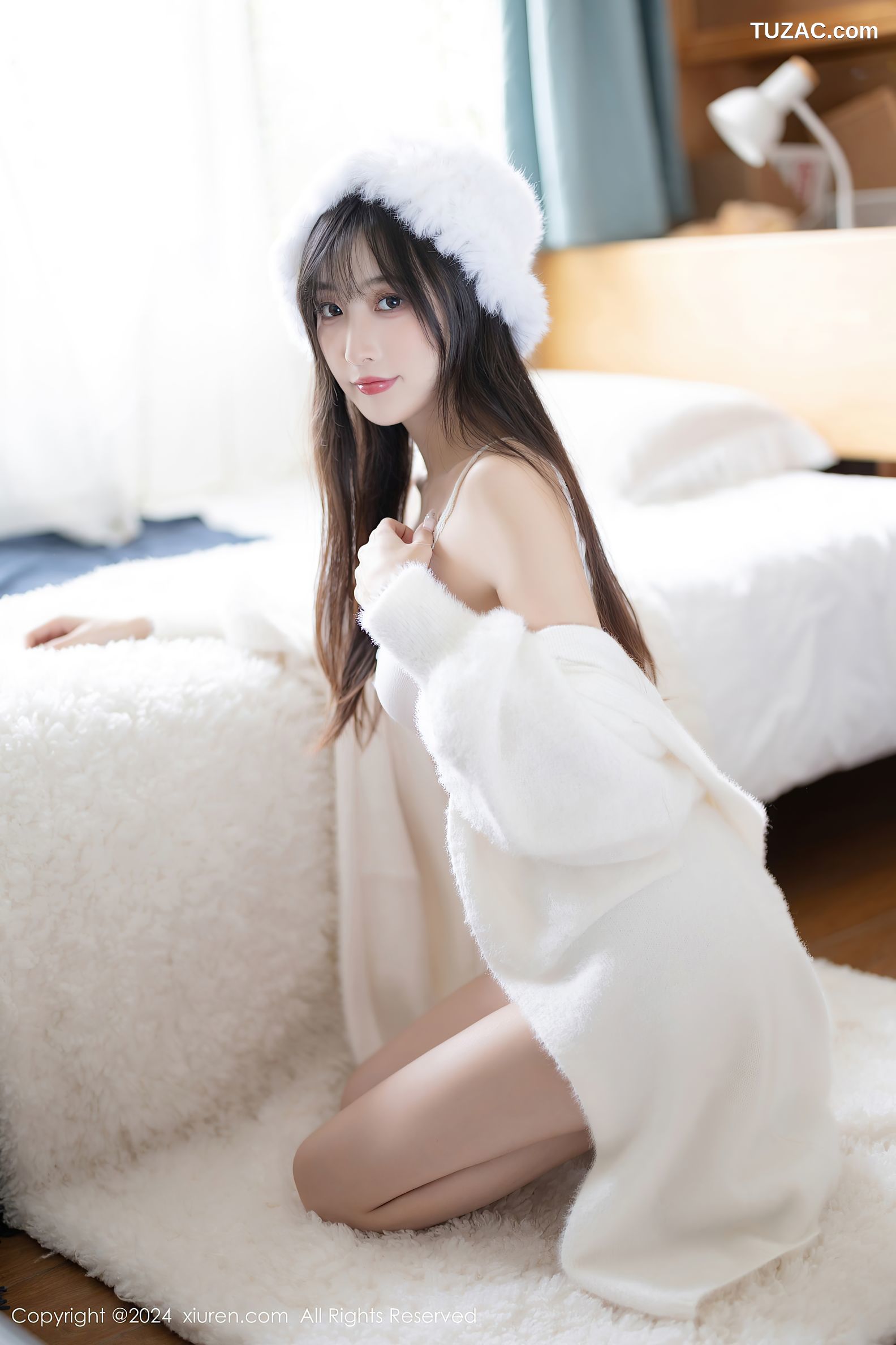 XiuRen秀人网-8307-林星阑-哈尔滨旅拍-雪景白色民国风针织连衣裙白色内衣-2024.03.28