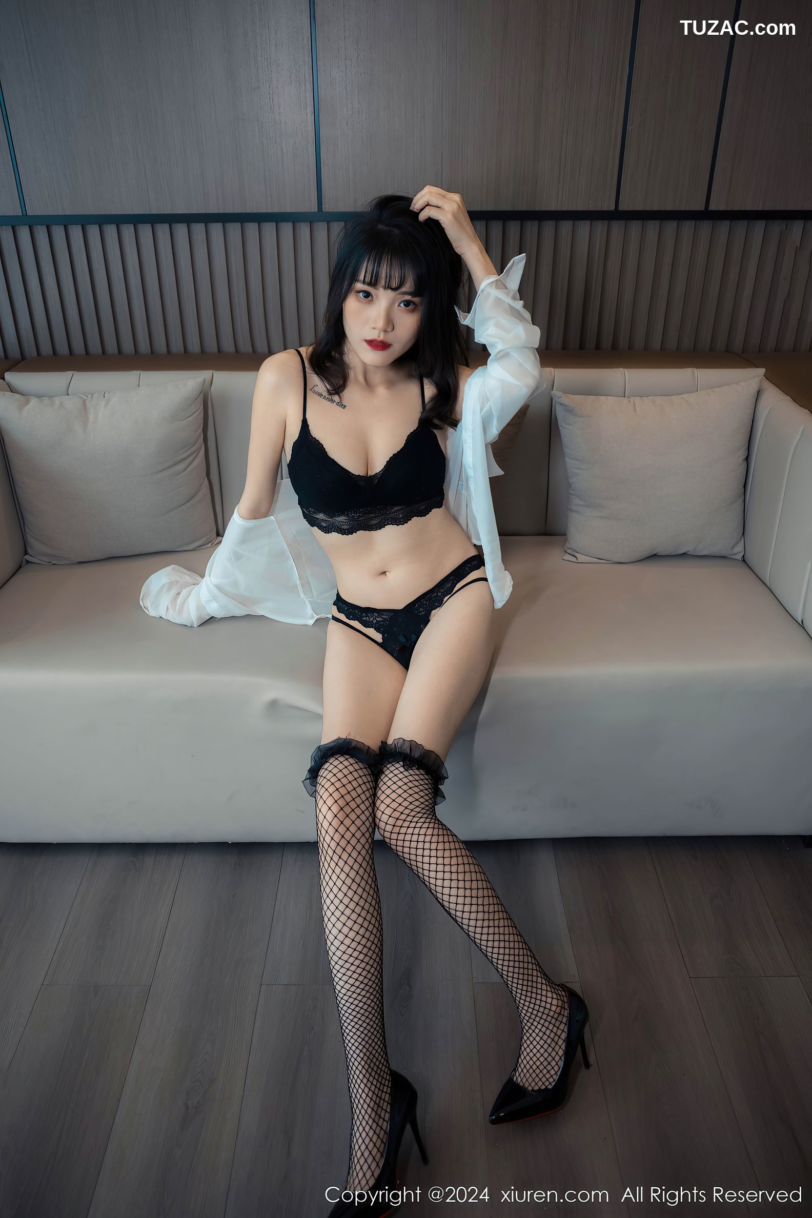 XiuRen秀人网-8320-唐安诺-黑色蕾丝内衣爆乳-2024.04.01